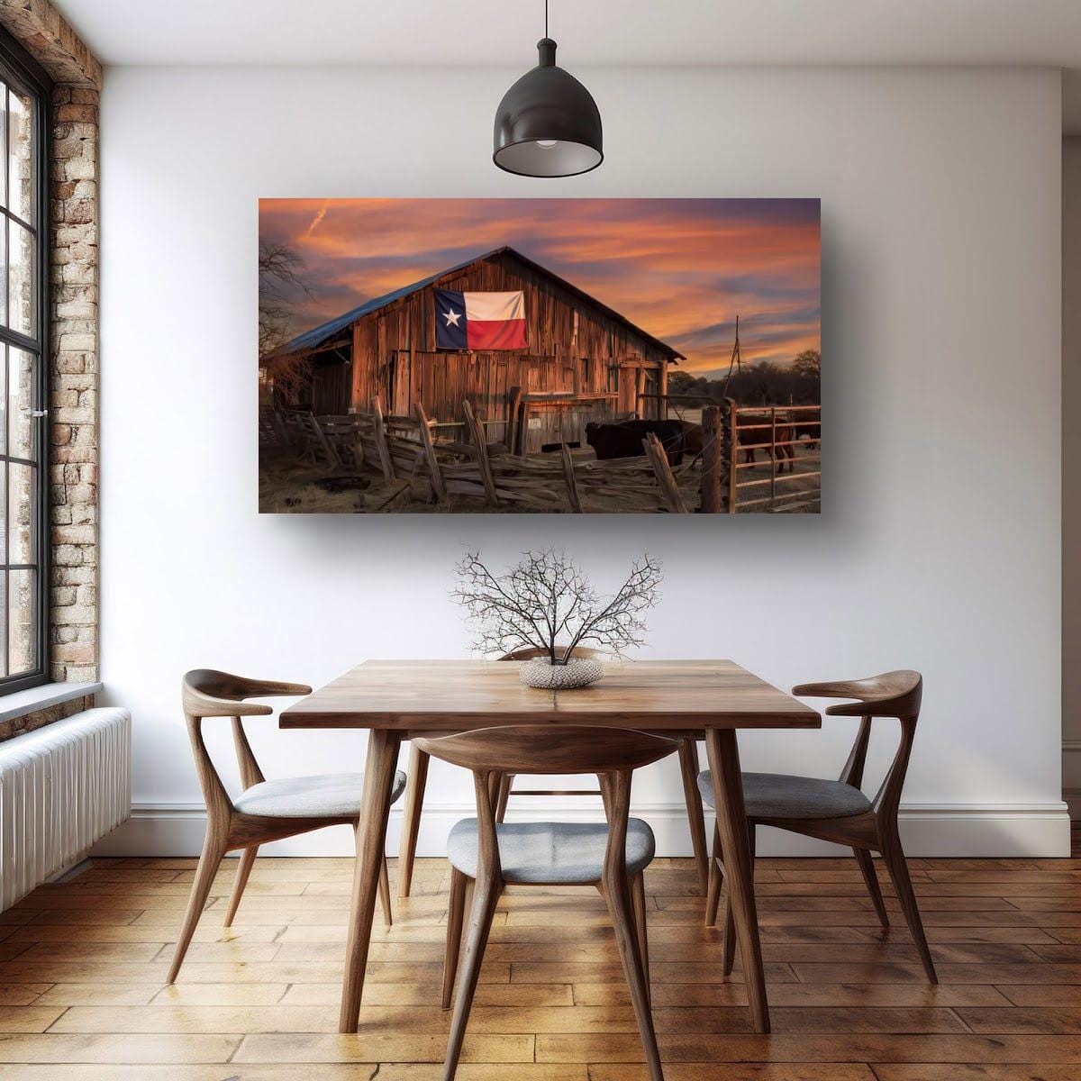 Rustic Texas Barn | Western Home Decor - Sun Bleached Wood & Texas Flag Art