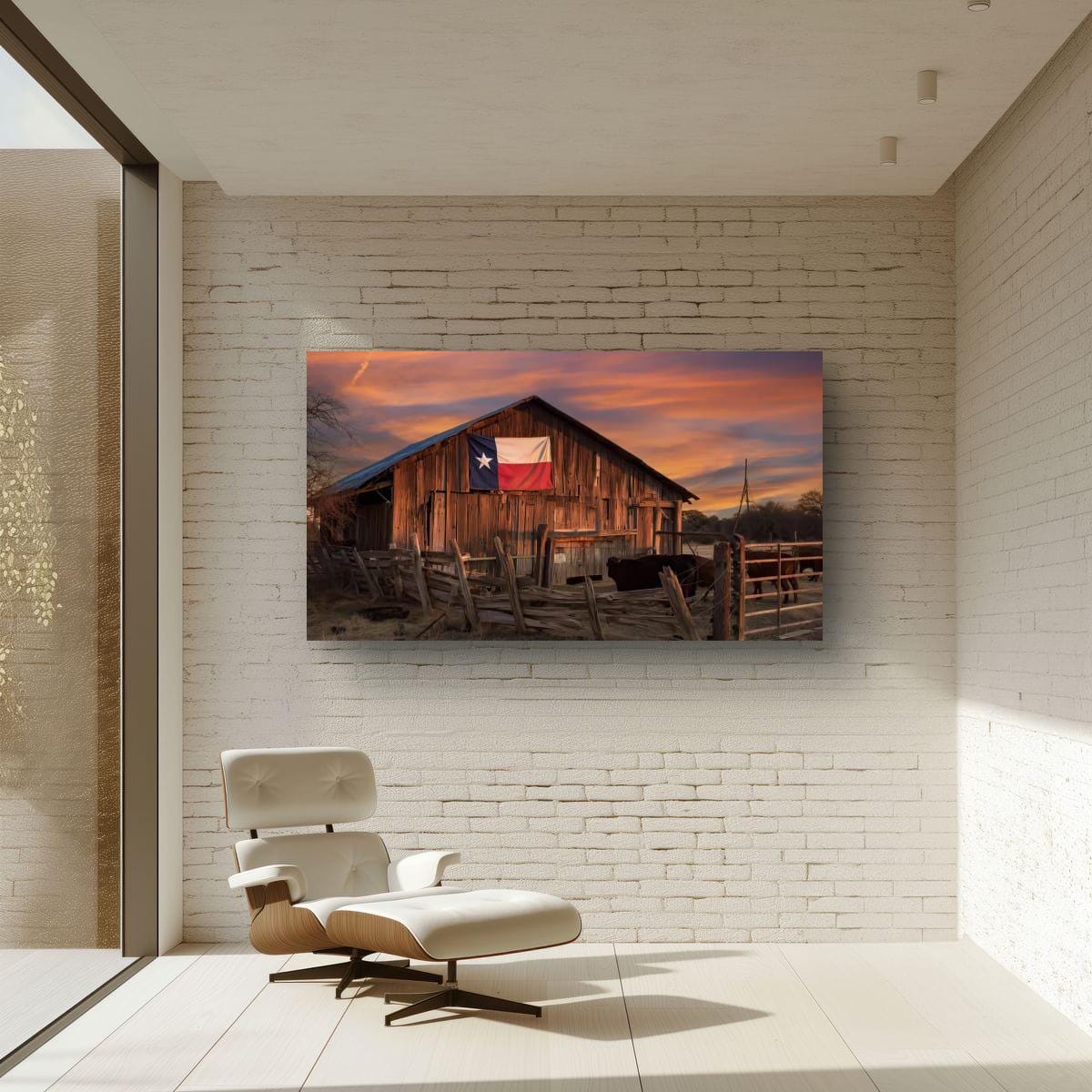 Rustic Texas Barn | Western Home Decor - Sun Bleached Wood & Texas Flag Art
