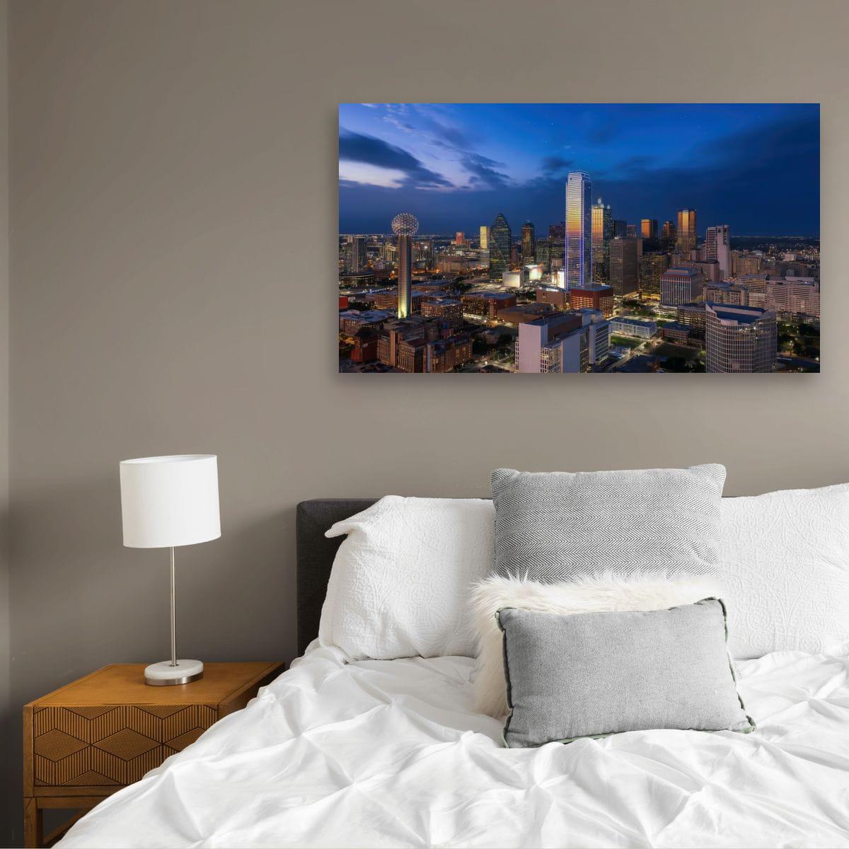 Dallas Skyline Art Print - Dynamic Urban Night Scene | Blue Hour Cityscape Wall Art