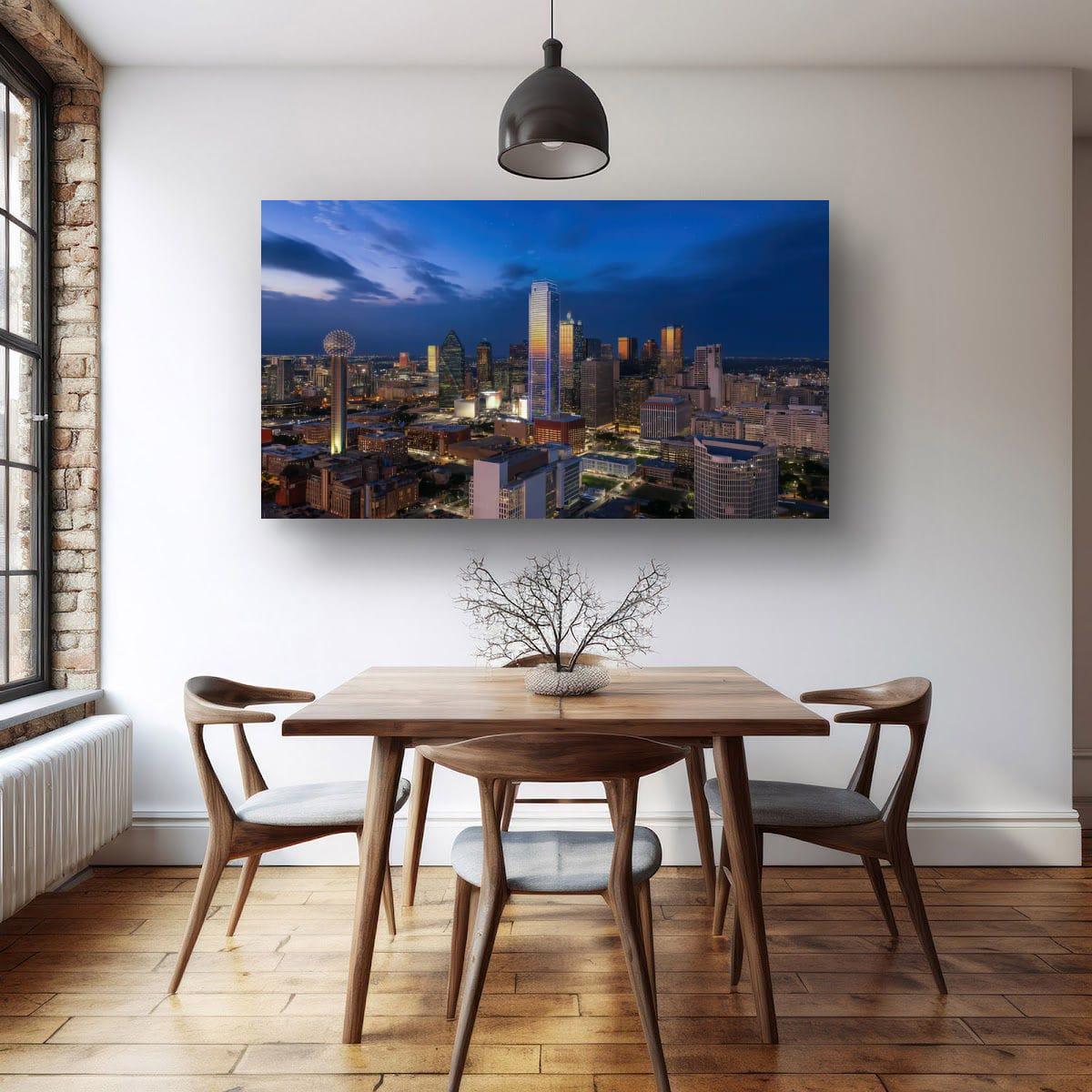 Dallas Skyline Art Print - Dynamic Urban Night Scene | Blue Hour Cityscape Wall Art