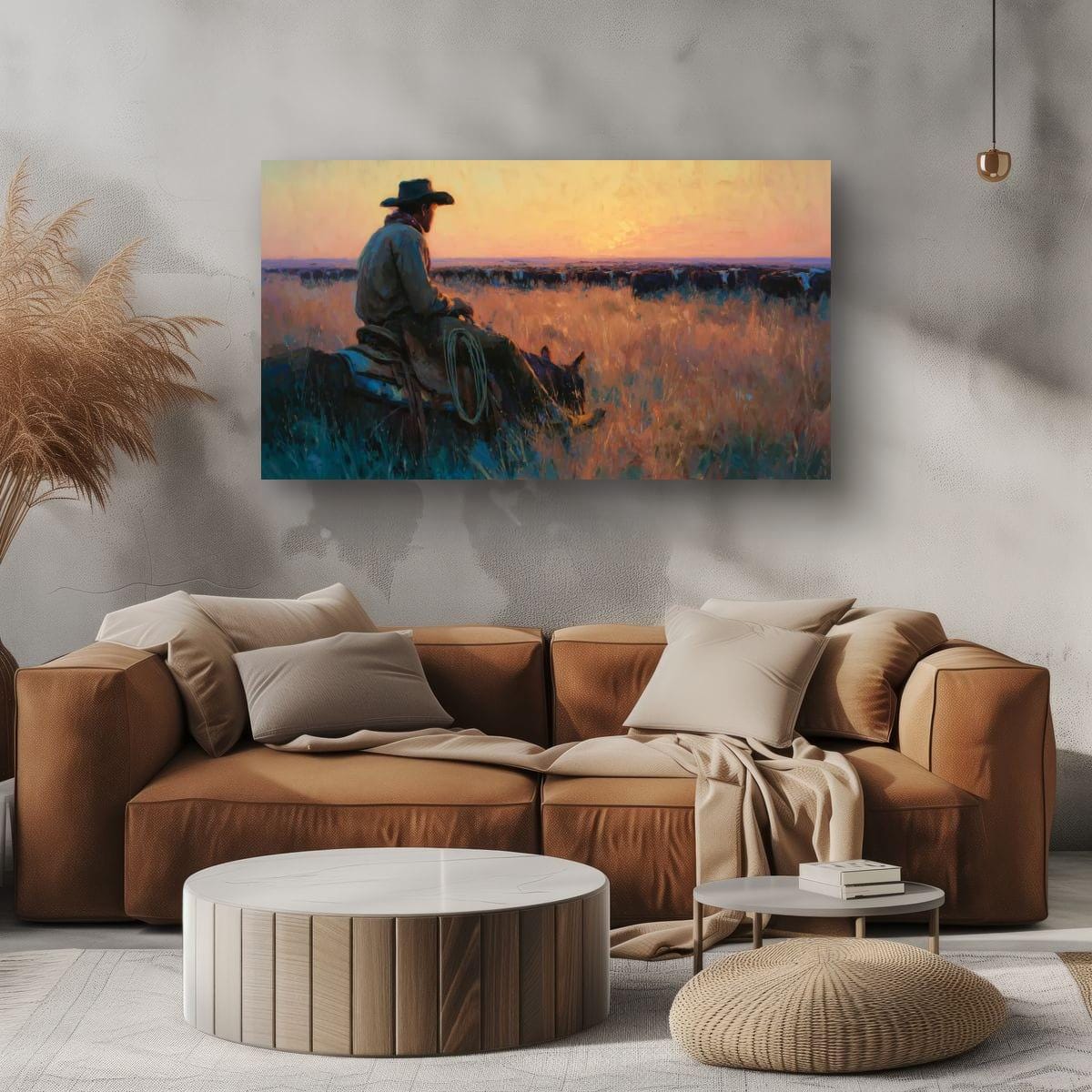 Cowboy Art Print – Rustic Western Home Decor | Cattle Drive Painting