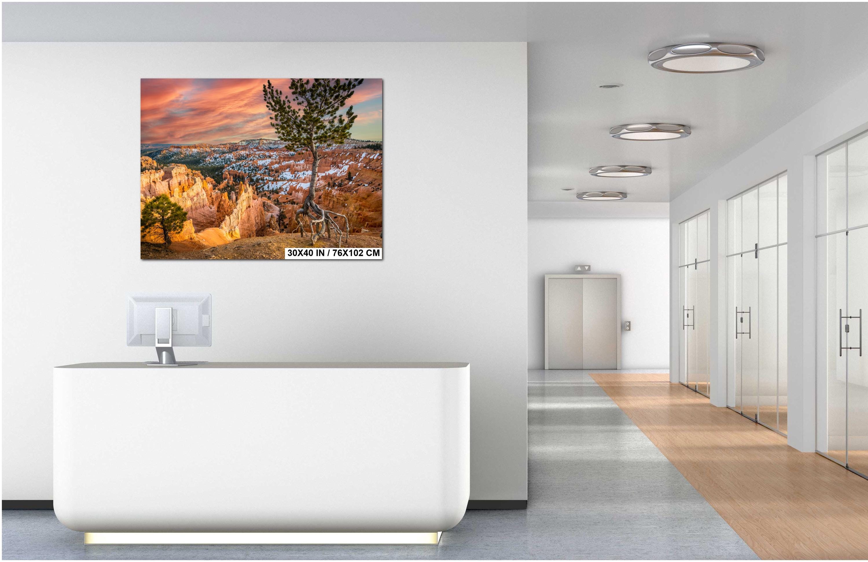 Bryce Canyon Wall Art – Utah Landscape Print | Snowy Sandstone Cliffs Photography