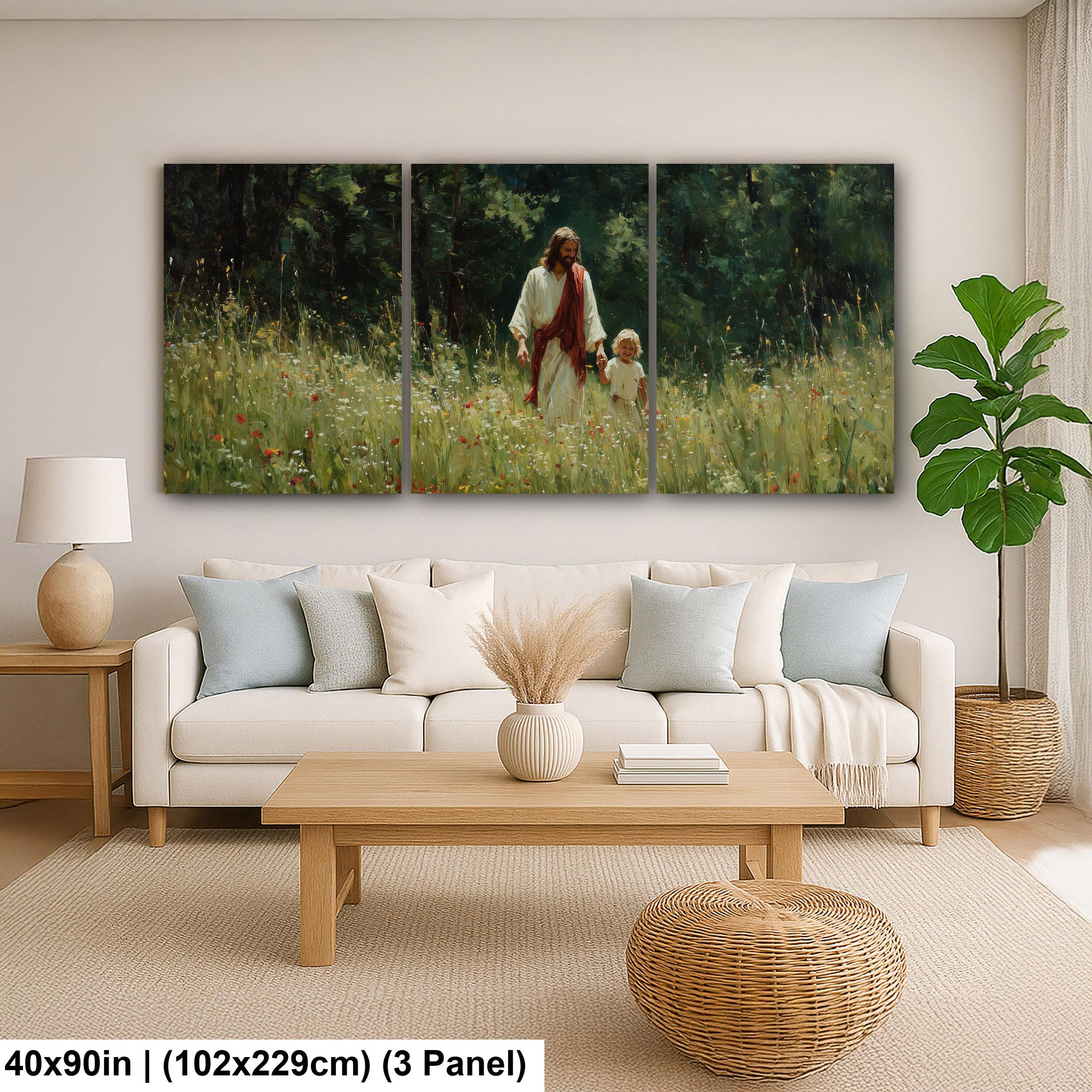 Christian Religious Wall Art – Jesus and Child Painting | Blessed Children Art Print
