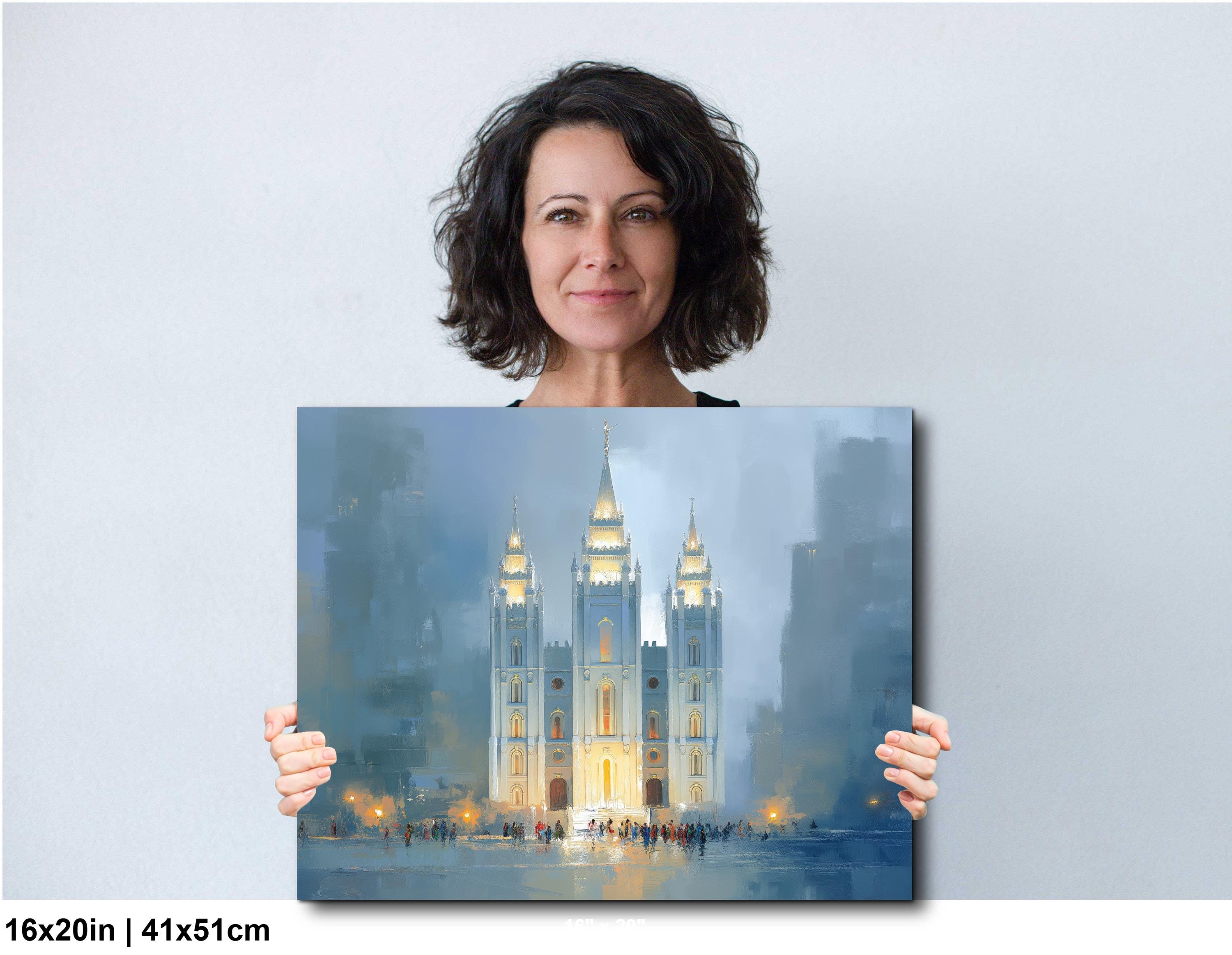 Salt Lake Temple Painting – Textured Religious Canvas for Mormon Home Decor