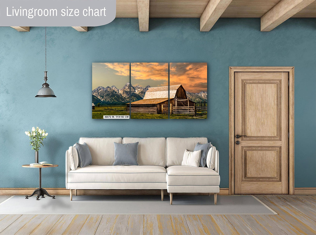 Moulton Barn Print - Grand Teton Landscape Art | Wyoming Rustic Cabin Decor