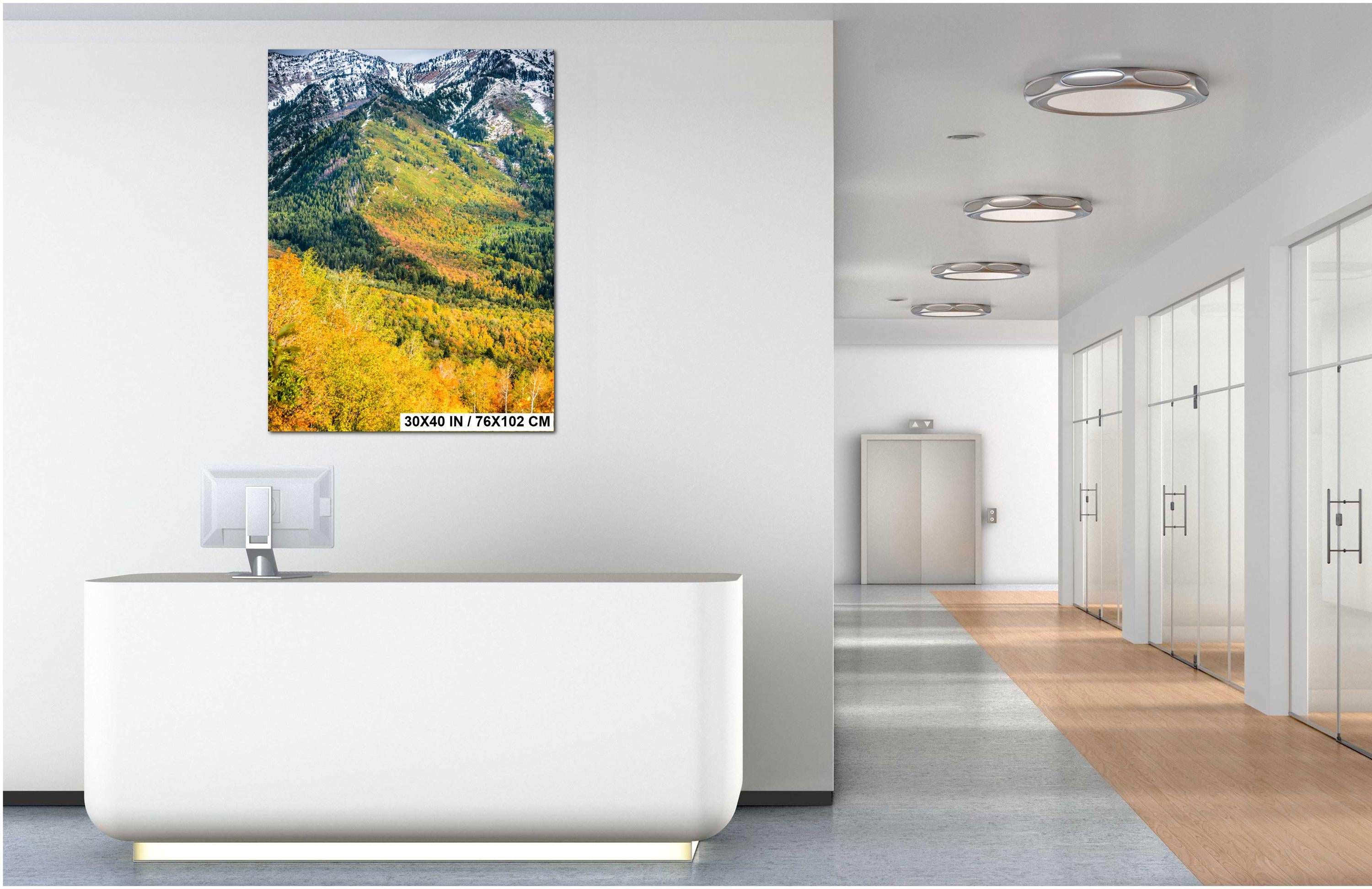 Utah Autumn Landscape Art - Wasatch Mountain Wall Decor With Vibrant Leaf Artwork