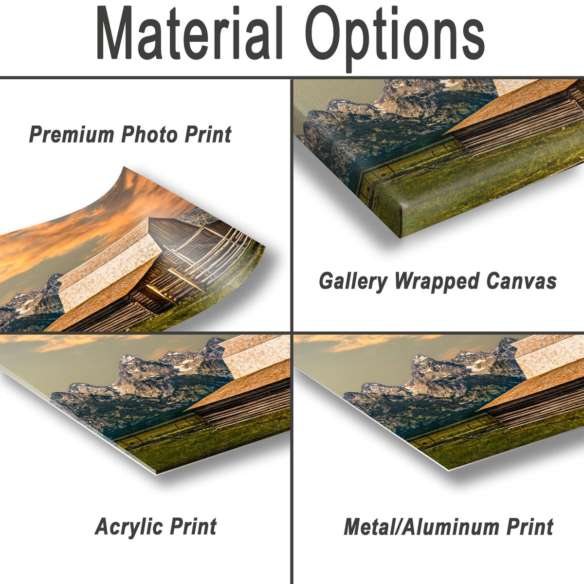 Moulton Barn Print - Grand Teton Landscape Art | Wyoming Rustic Cabin Decor