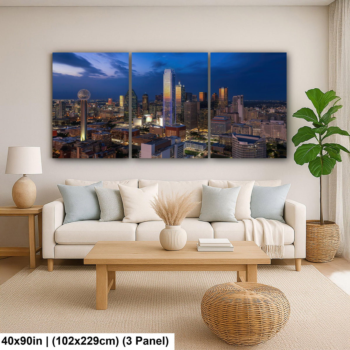 Dallas Skyline Art Print - Dynamic Urban Night Scene | Blue Hour Cityscape Wall Art