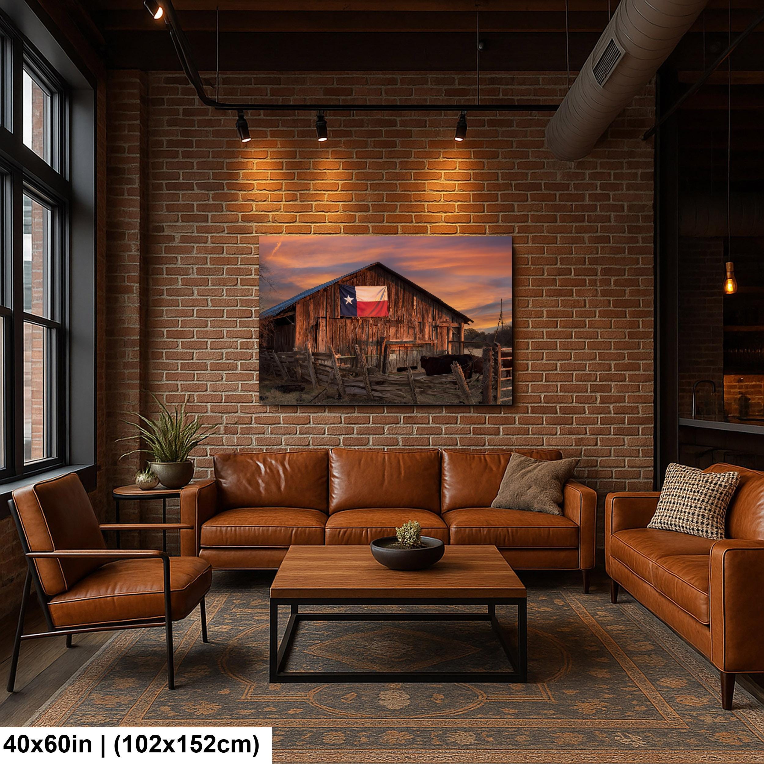 Rustic Texas Barn | Western Home Decor - Sun Bleached Wood & Texas Flag Art