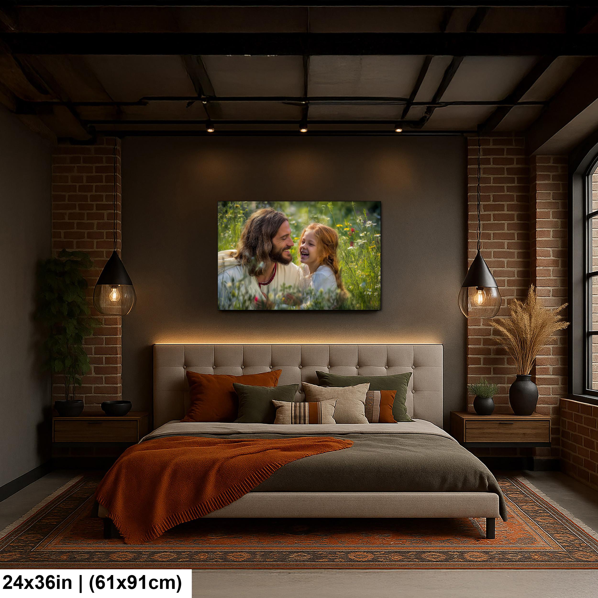 Christian Religious Wall Art – Jesus and Children Painting | Blessed Little Children Art