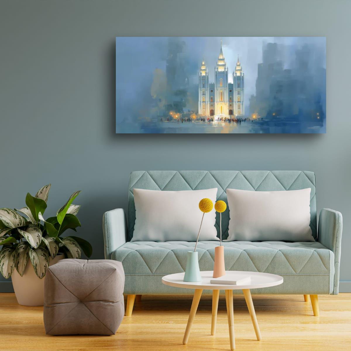 Salt Lake Temple Painting – Textured Religious Canvas for Mormon Home Decor