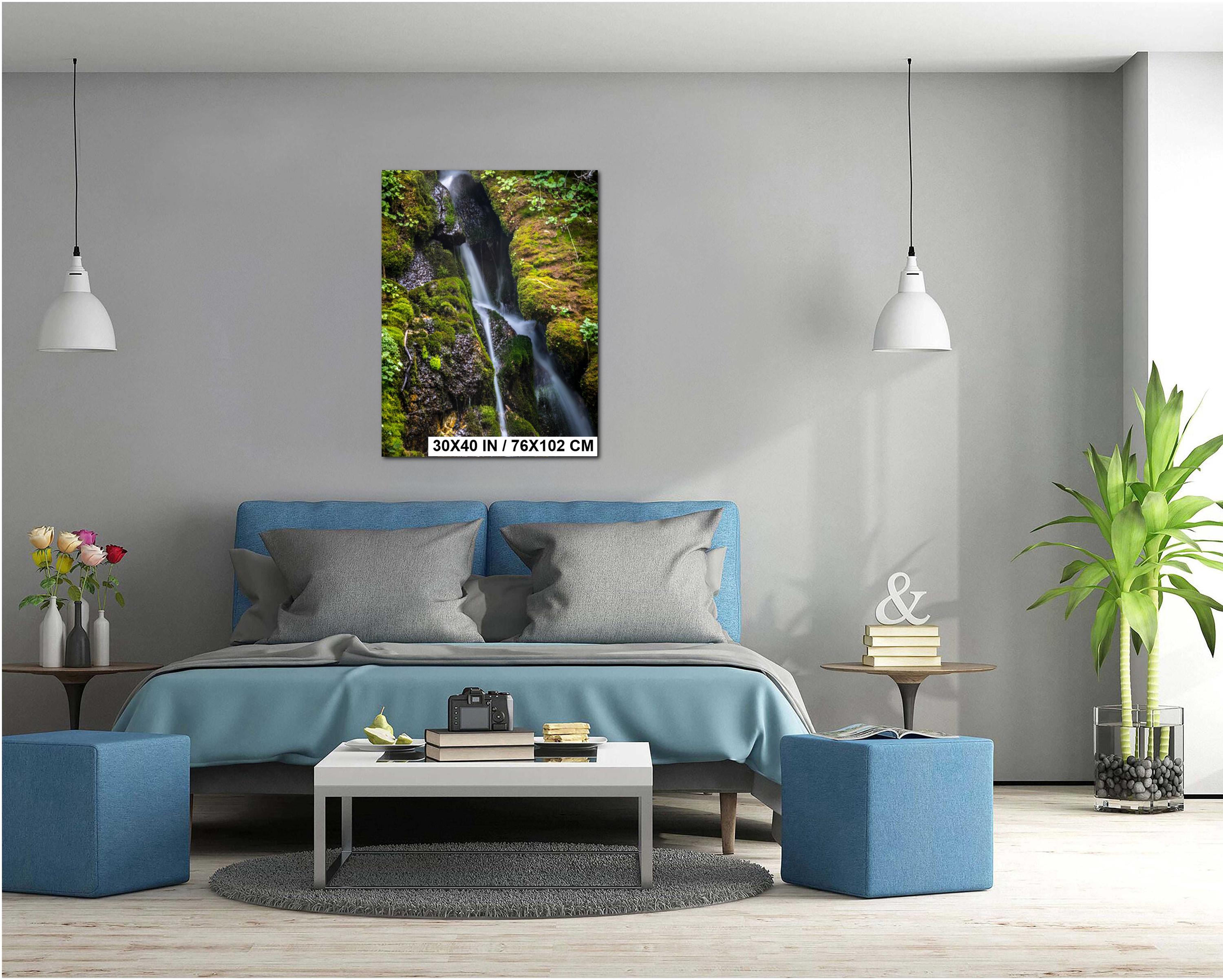 Sawtooth Mountains Waterfall Print – Scenic Mountain Waterfall Art for Rustic Cabin Wall
