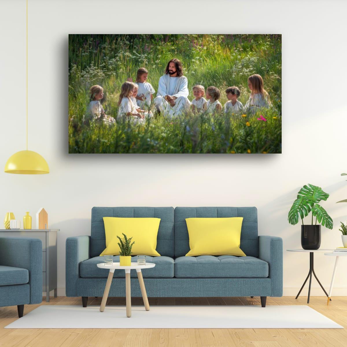 Christian Art Wall Decor – Jesus and Children Art | Blessed Little Children Painting