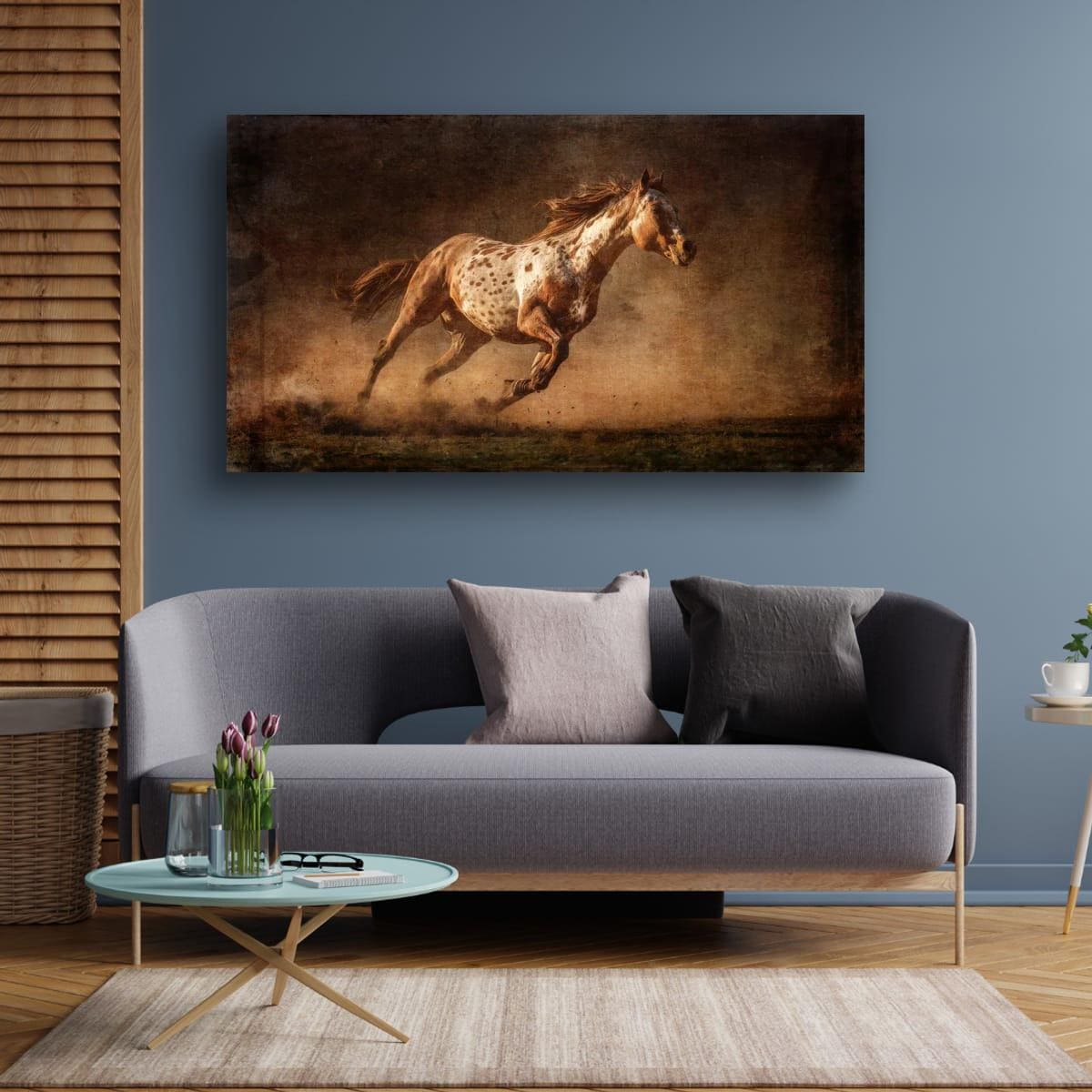 Palomino Art Print - Rustic Western Wall Art | Sunset Horse Painting Decor