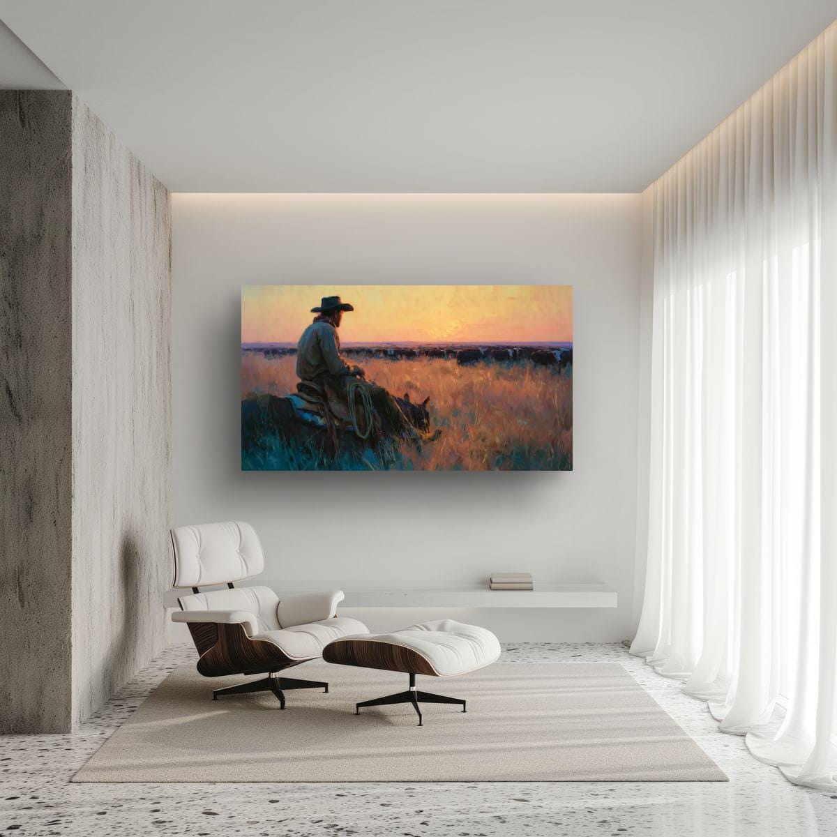 Cowboy Art Print – Rustic Western Home Decor | Cattle Drive Painting