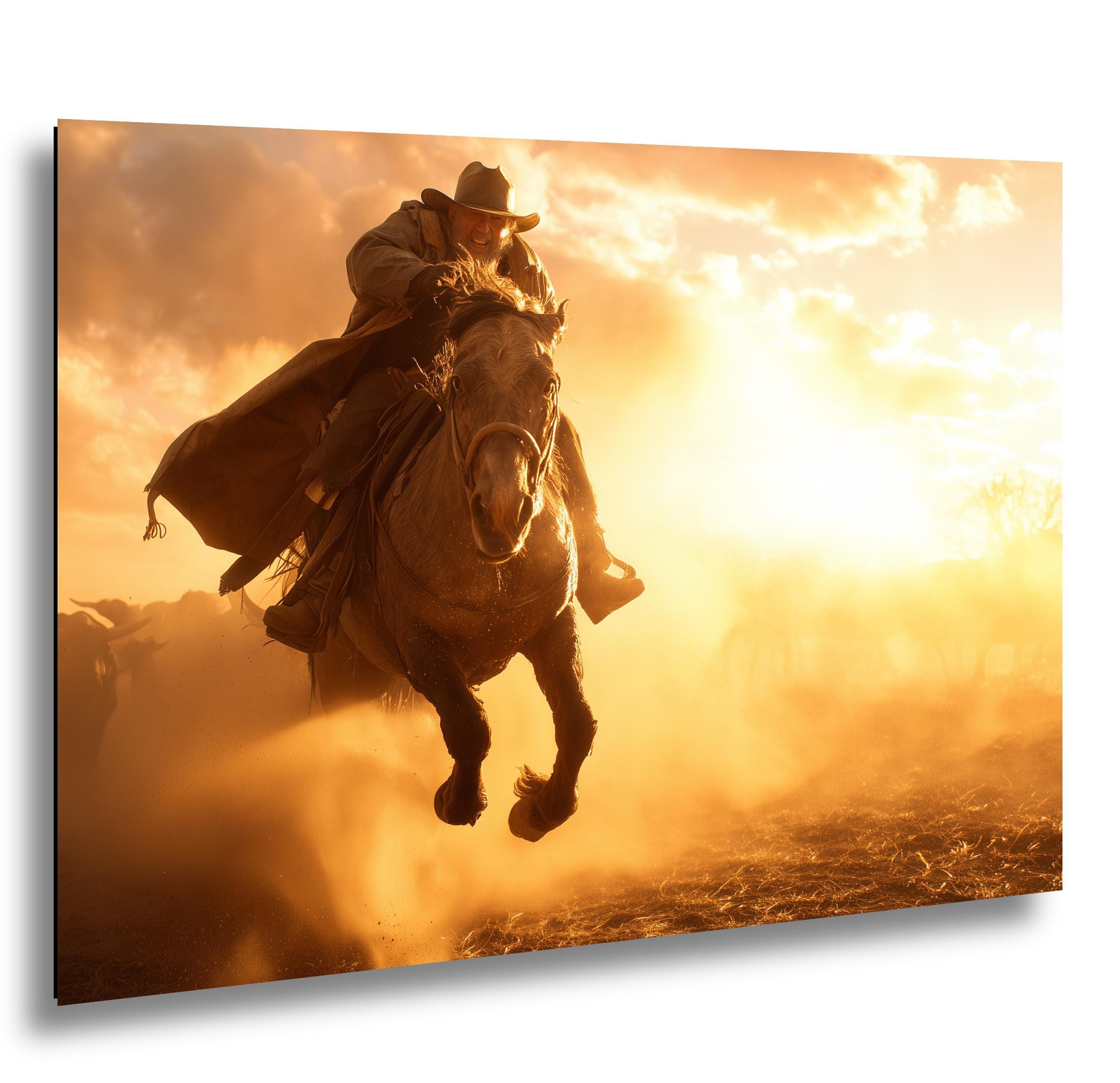 Cowboy Art Print | Winter Cattle Drive – Rustic Ranch Decor & Western Wall Hanging