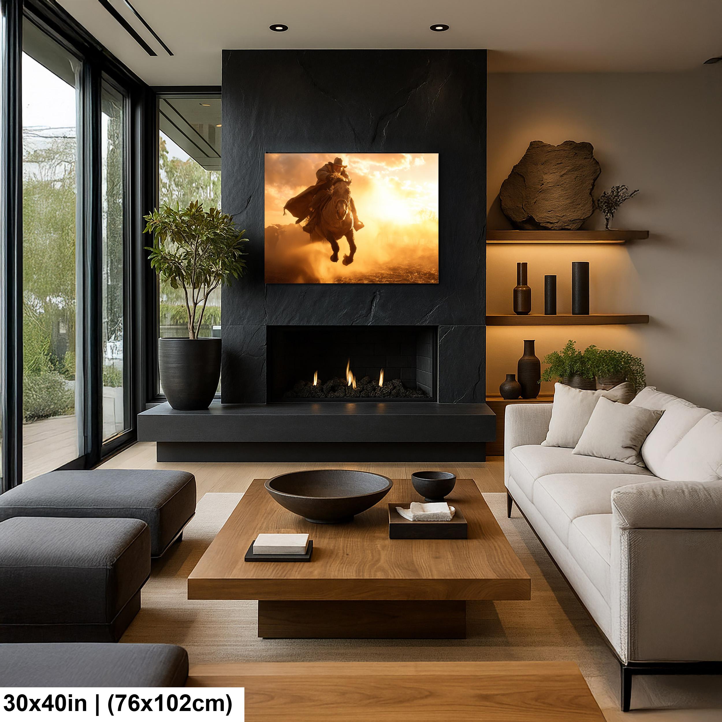 Cowboy Art Print | Winter Cattle Drive – Rustic Ranch Decor & Western Wall Hanging