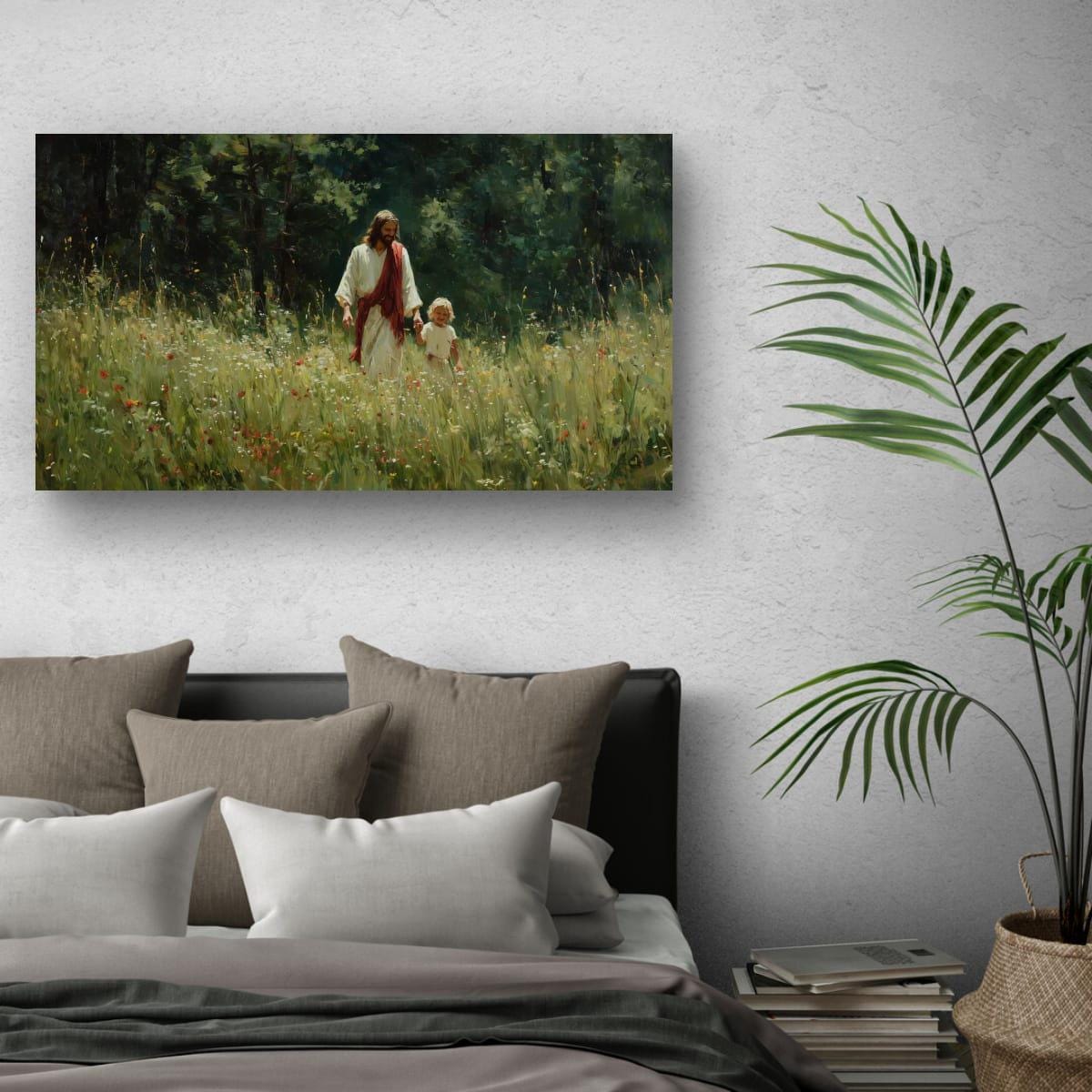 Christian Religious Wall Art – Jesus and Child Painting | Blessed Children Art Print