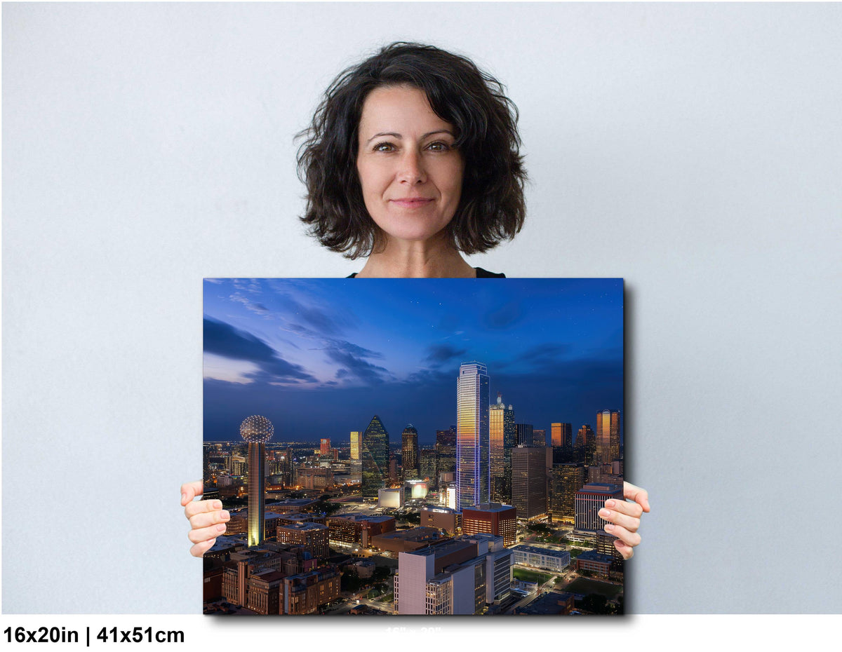 Dallas Skyline Art Print - Dynamic Urban Night Scene | Blue Hour Cityscape Wall Art