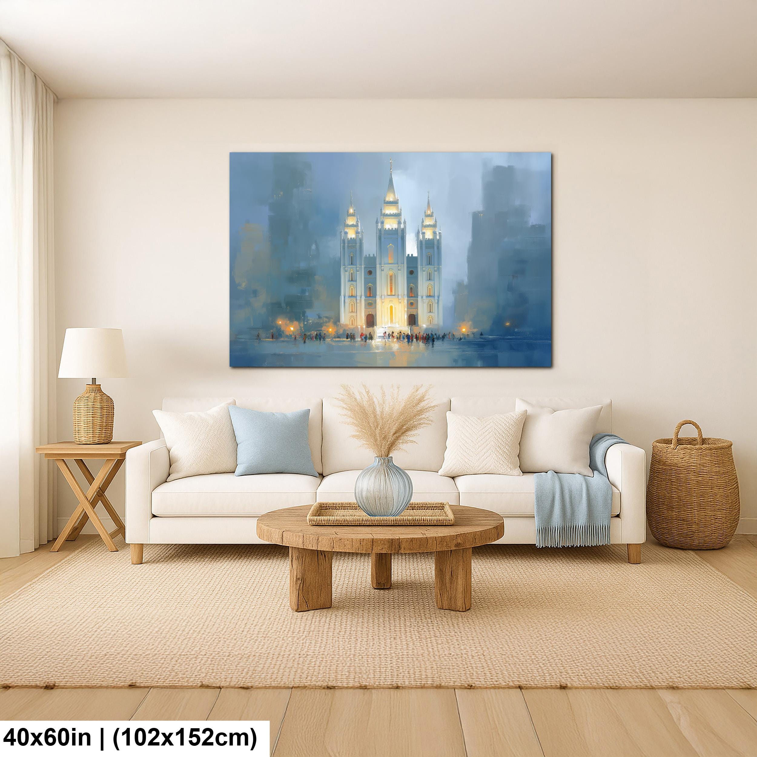 Salt Lake Temple Painting – Textured Religious Canvas for Mormon Home Decor