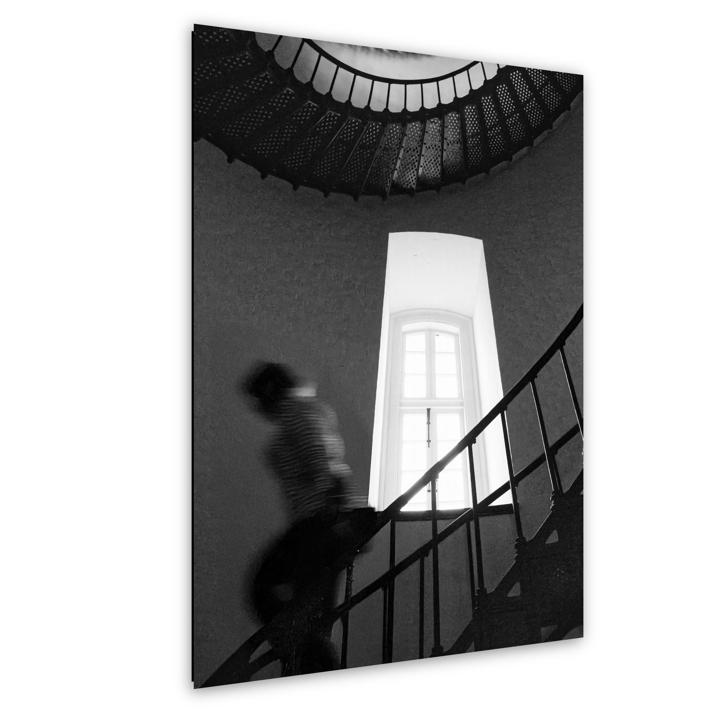 Outer Banks Lighthouse Print – Black and White Spiral Staircase Art, Coastal Wall Decor
