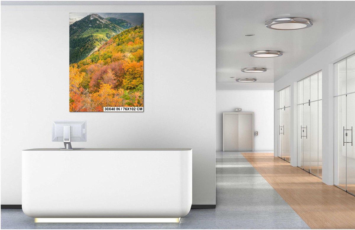 Wasatch Autumn Art – Mountain Landscape Print With Vibrant Leaf Colors