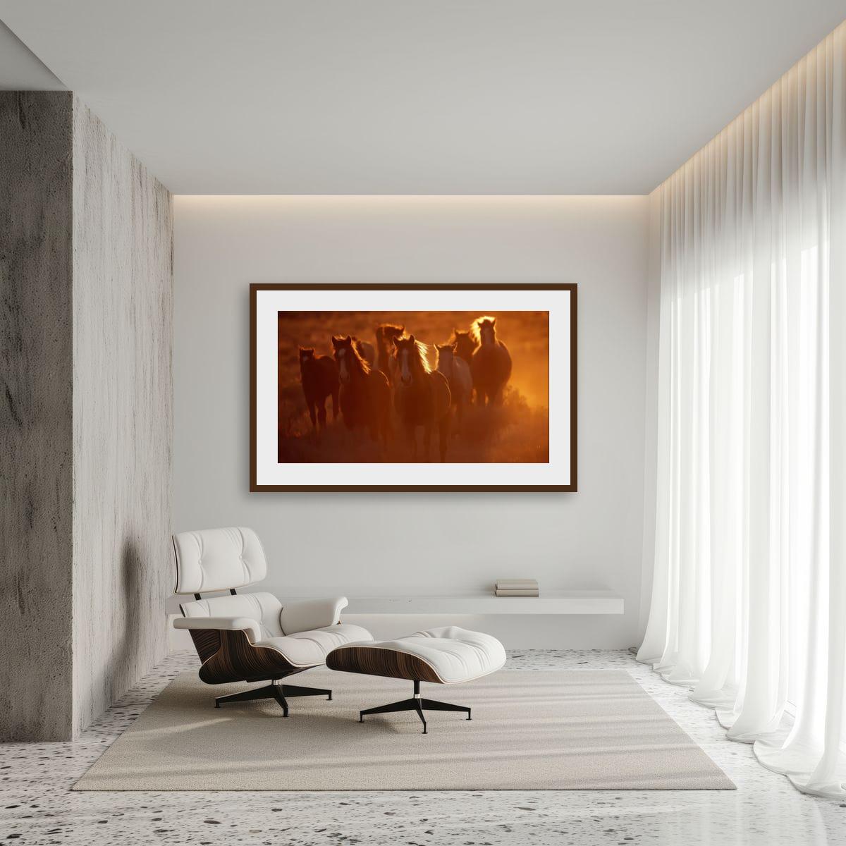 Wild Horses Art Print – Rustic Western Wall Art | Sunset Horse Painting