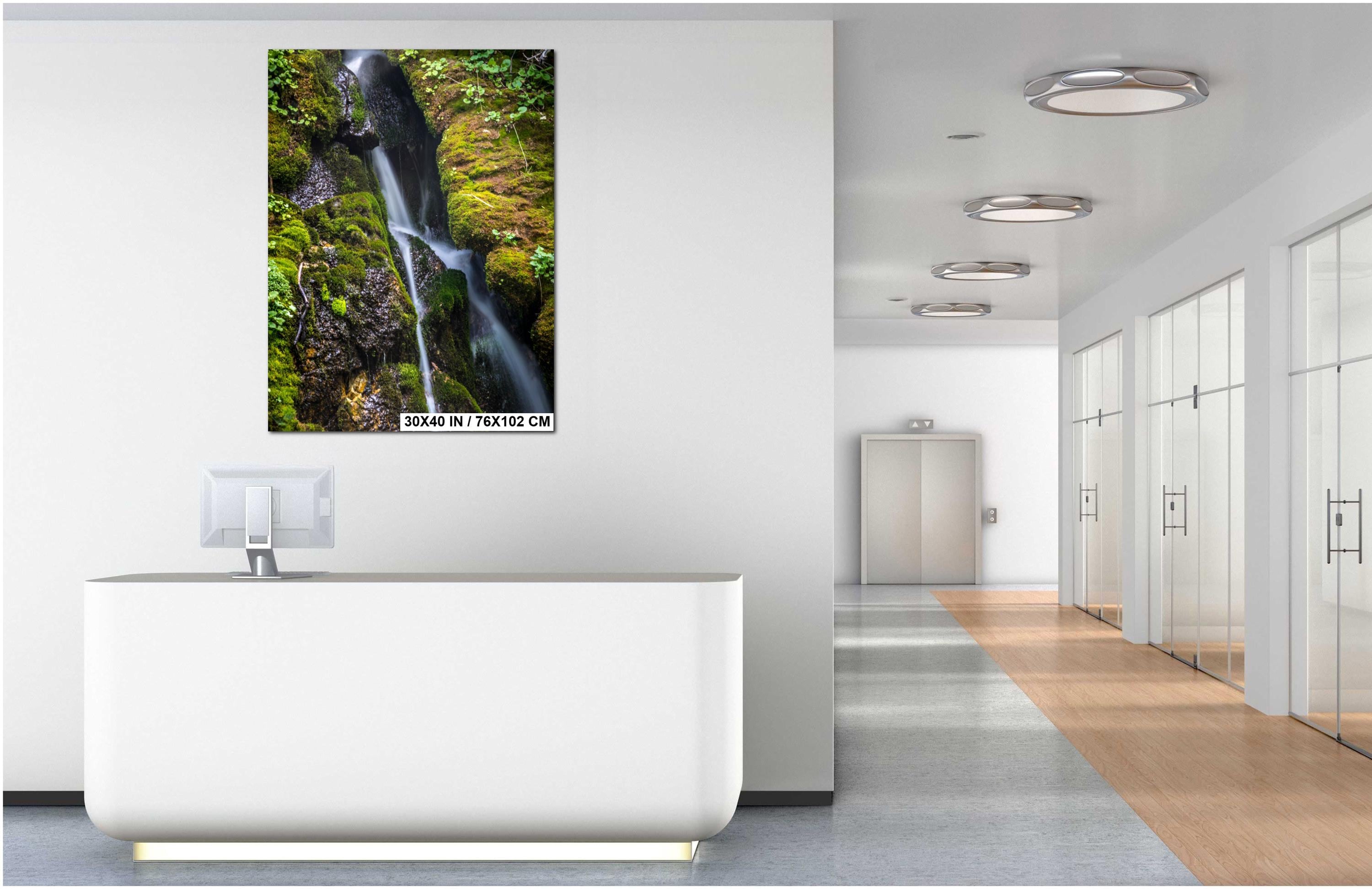 Sawtooth Mountains Waterfall Print – Scenic Mountain Waterfall Art for Rustic Cabin Wall