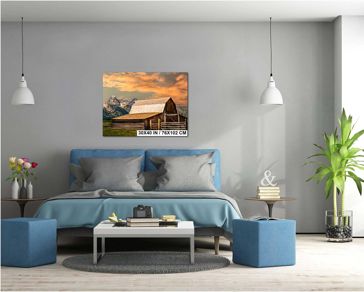 Moulton Barn Print - Grand Teton Landscape Art | Wyoming Rustic Cabin Decor