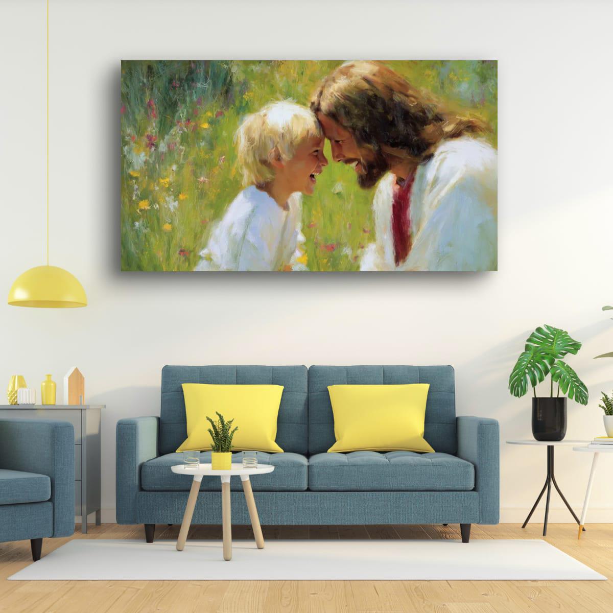 Jesus Christ Art – Blessed Children Painting | Christian Wall Decor, Spiritual Home Decoration