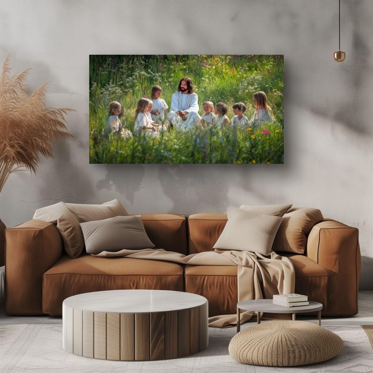 Christian Art Wall Decor – Jesus and Children Art | Blessed Little Children Painting