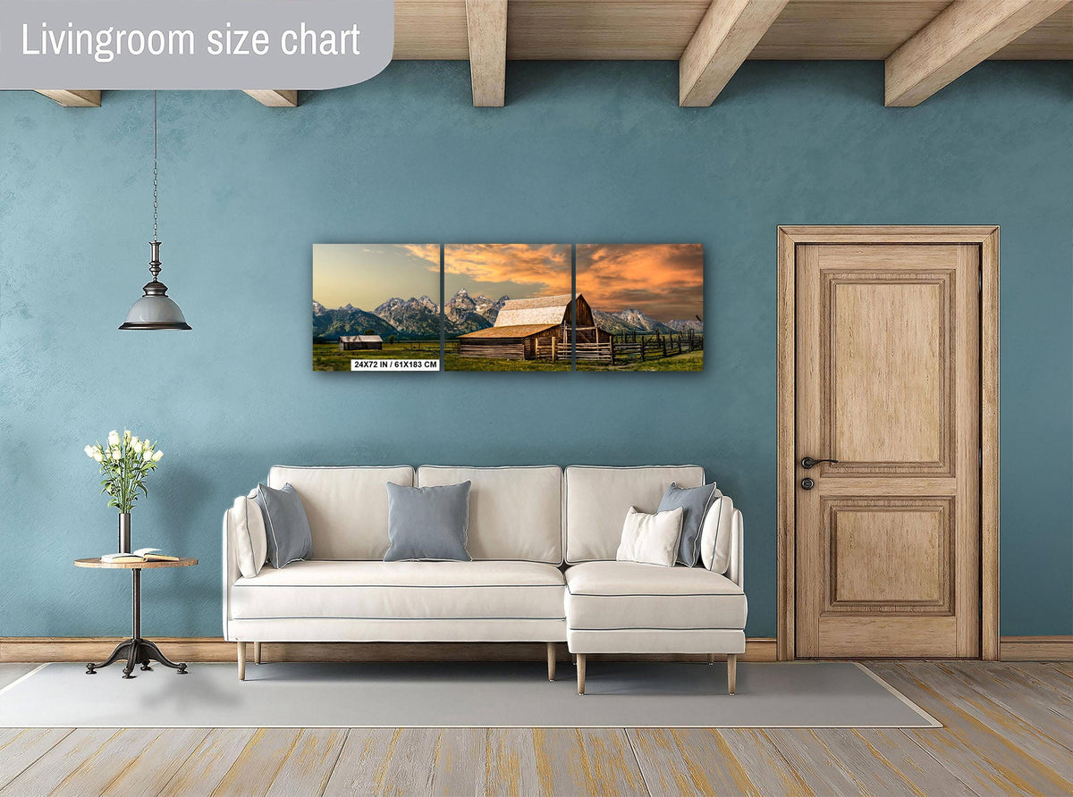 Moulton Barn Print - Grand Teton Landscape Art | Wyoming Rustic Cabin Decor