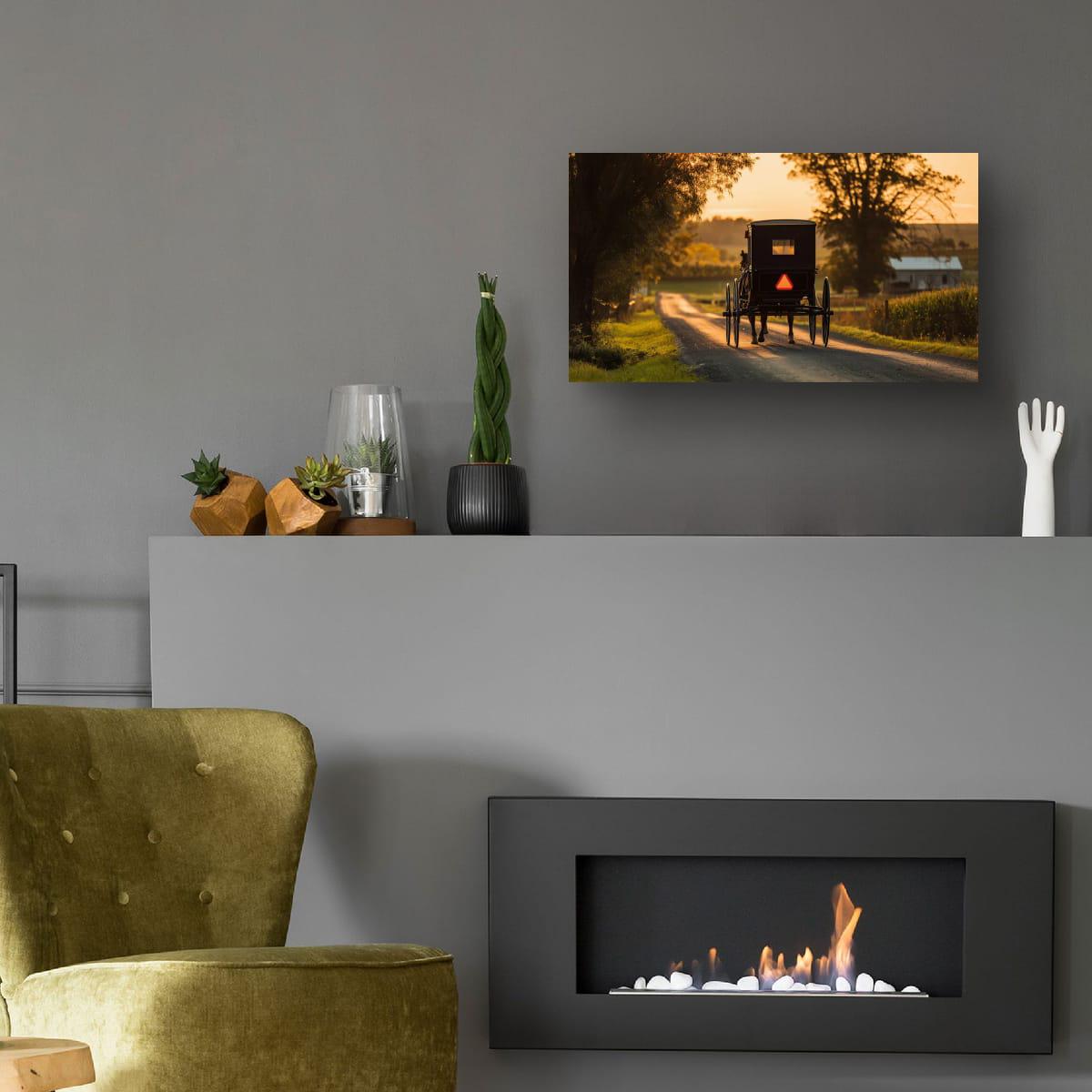 Americana Art Print – Amish Buggy Art | Rustic Country Home Decor Sunset