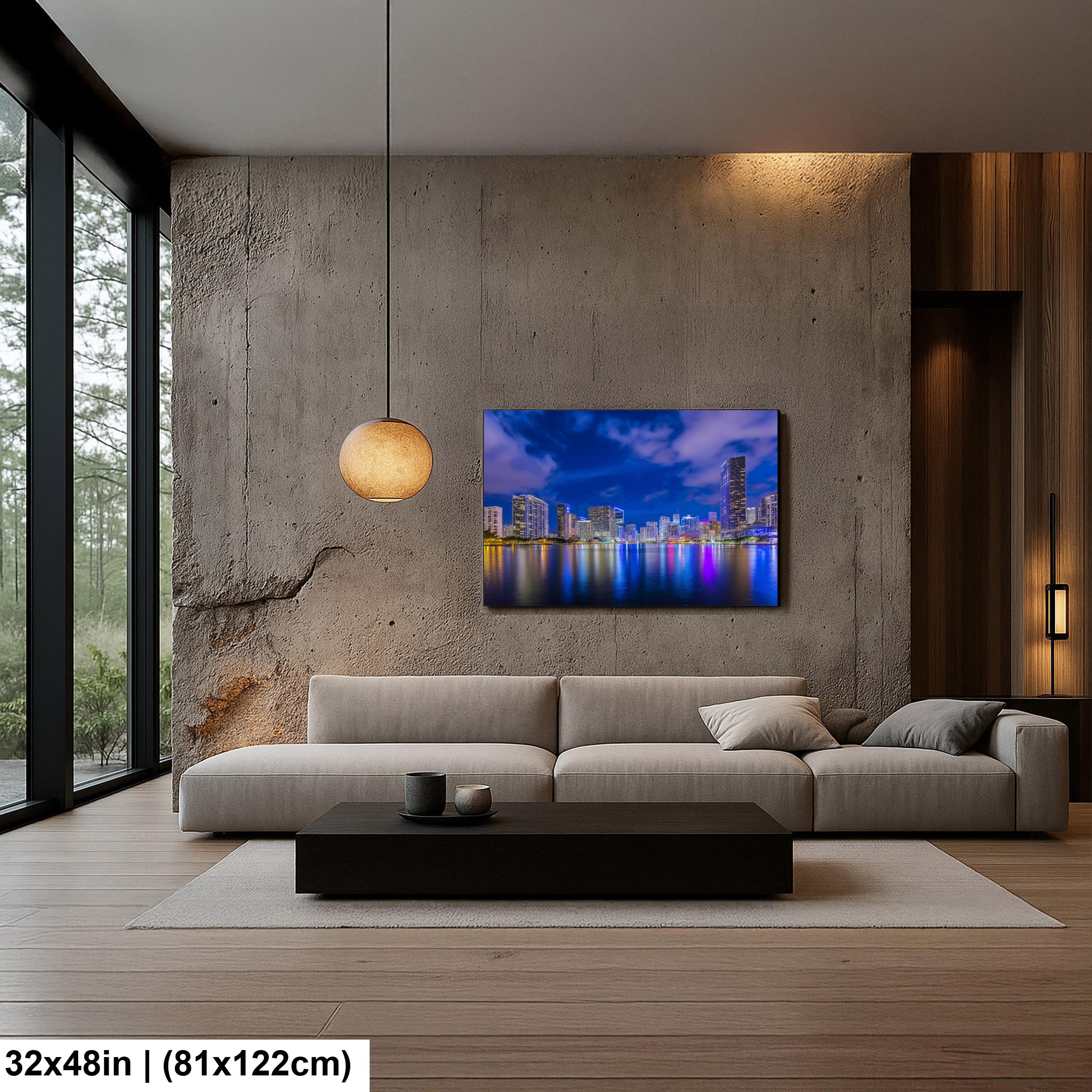 Miami Skyline Art - Dynamic Urban Night Scene | Modern Cityscape Wall Art Print