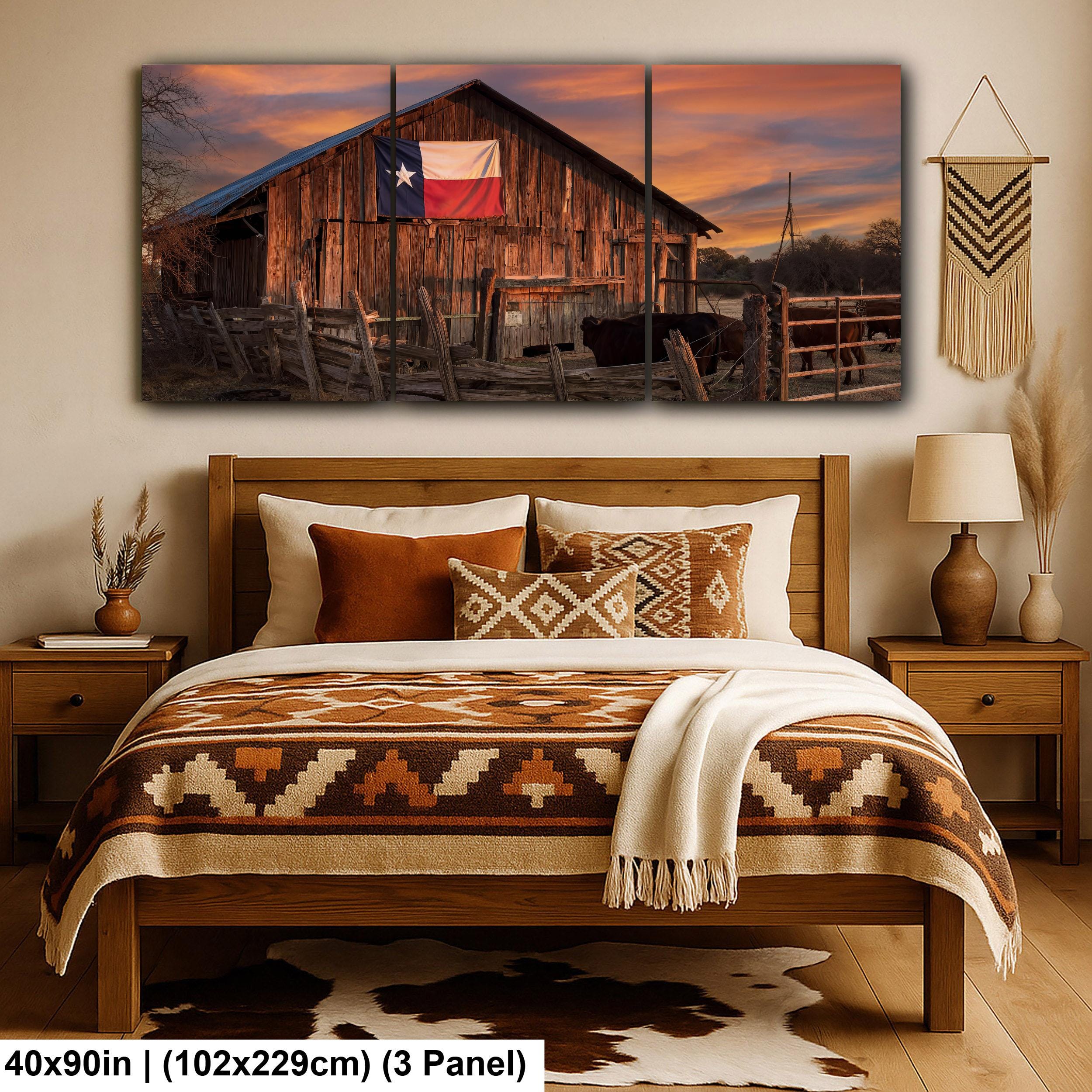 Rustic Texas Barn | Western Home Decor - Sun Bleached Wood & Texas Flag Art