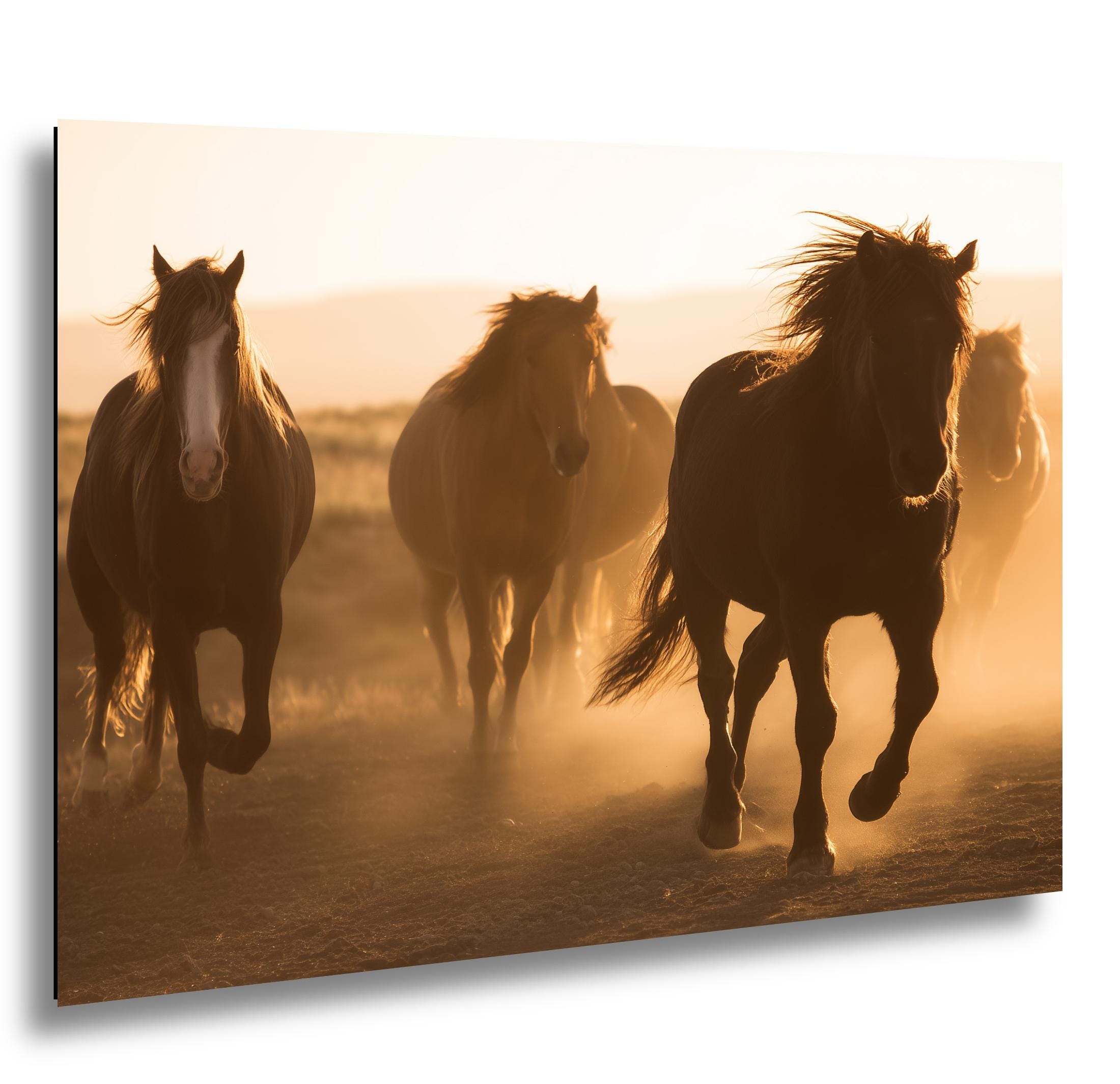 Wild Horses Art Print - Rustic Western Wall Art | Sunset Horse Painting Decor