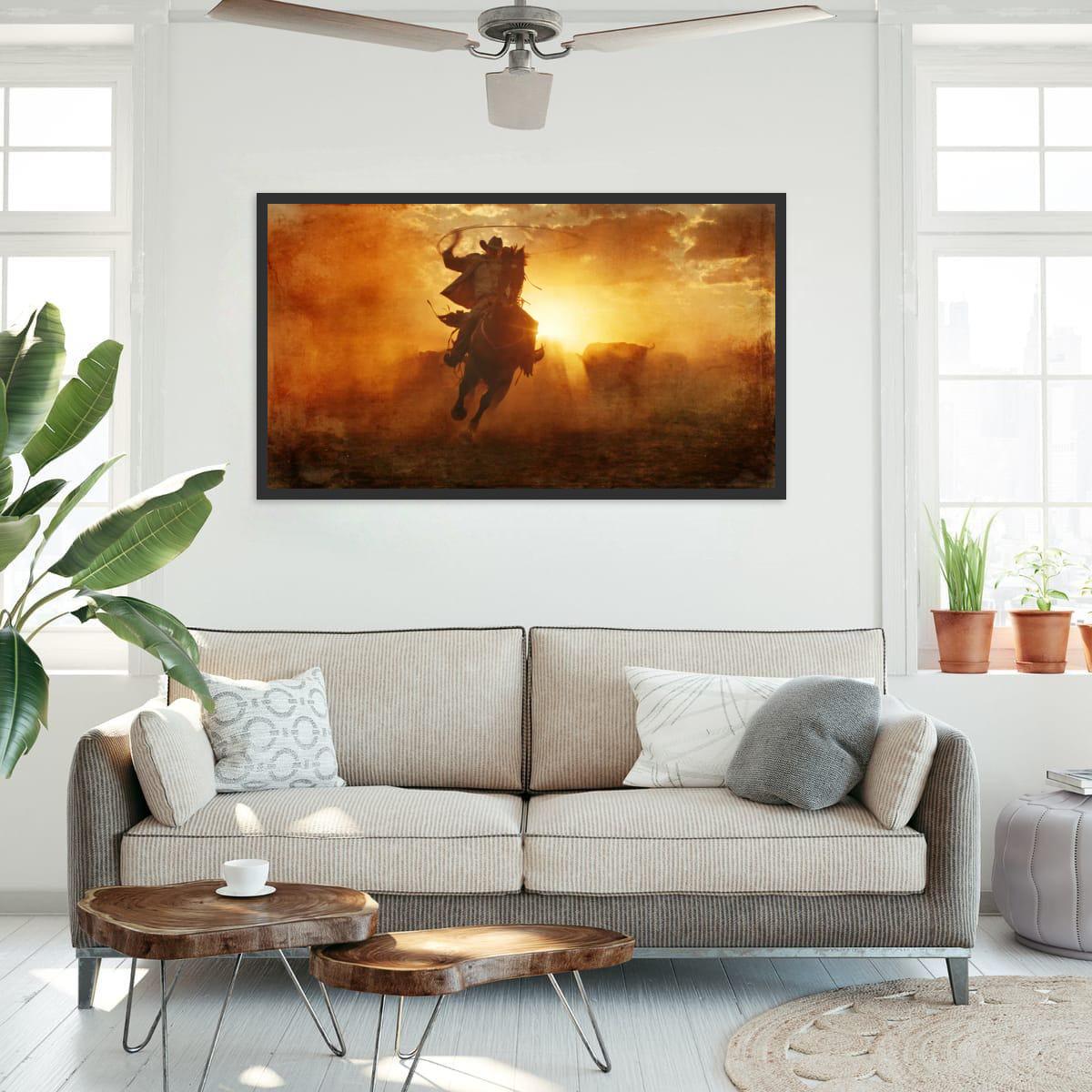 Cowboy Art Print Featuring Rustic Western Style | Texas Ranch Wall Art Decor