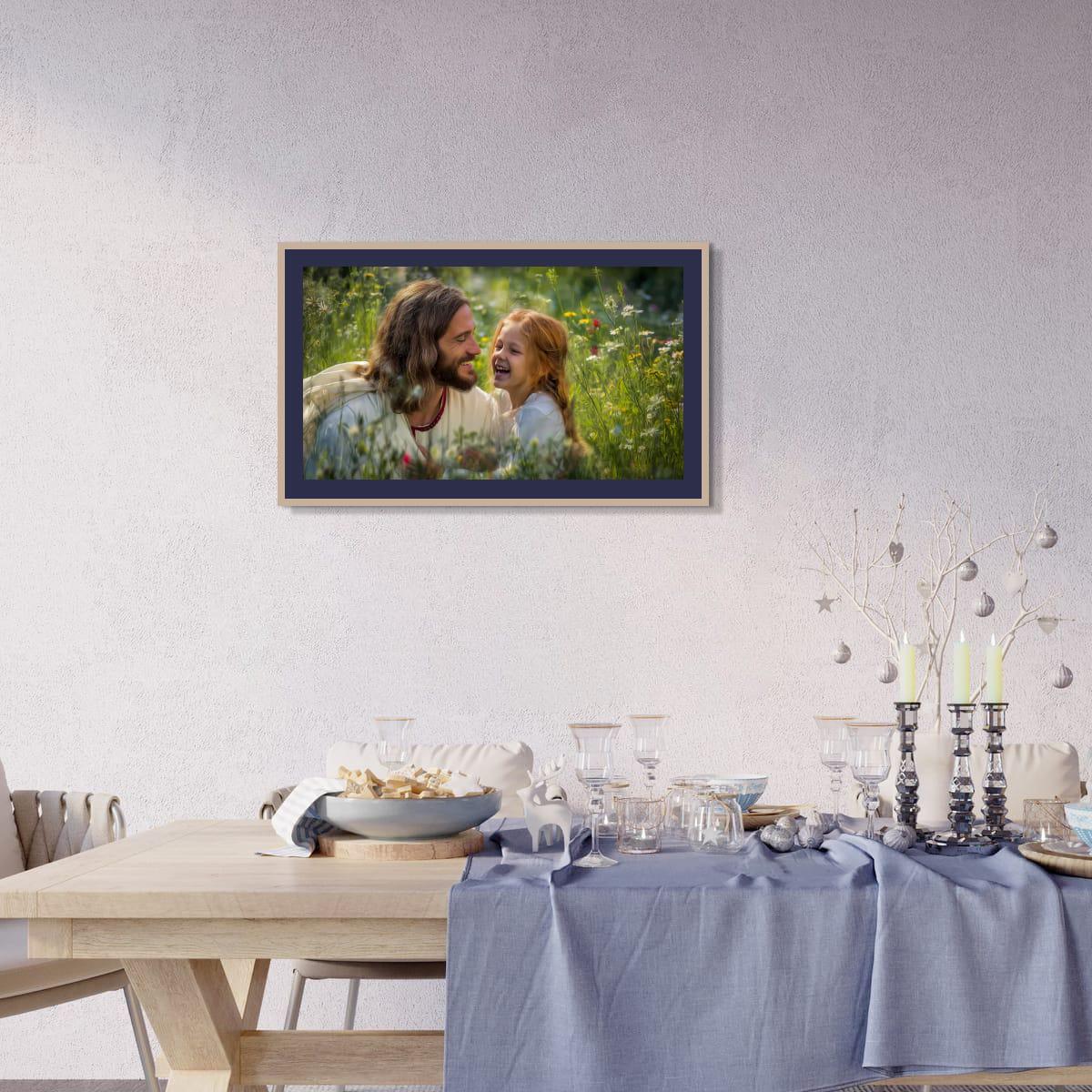 Christian Religious Wall Art – Jesus and Children Painting | Blessed Little Children Art