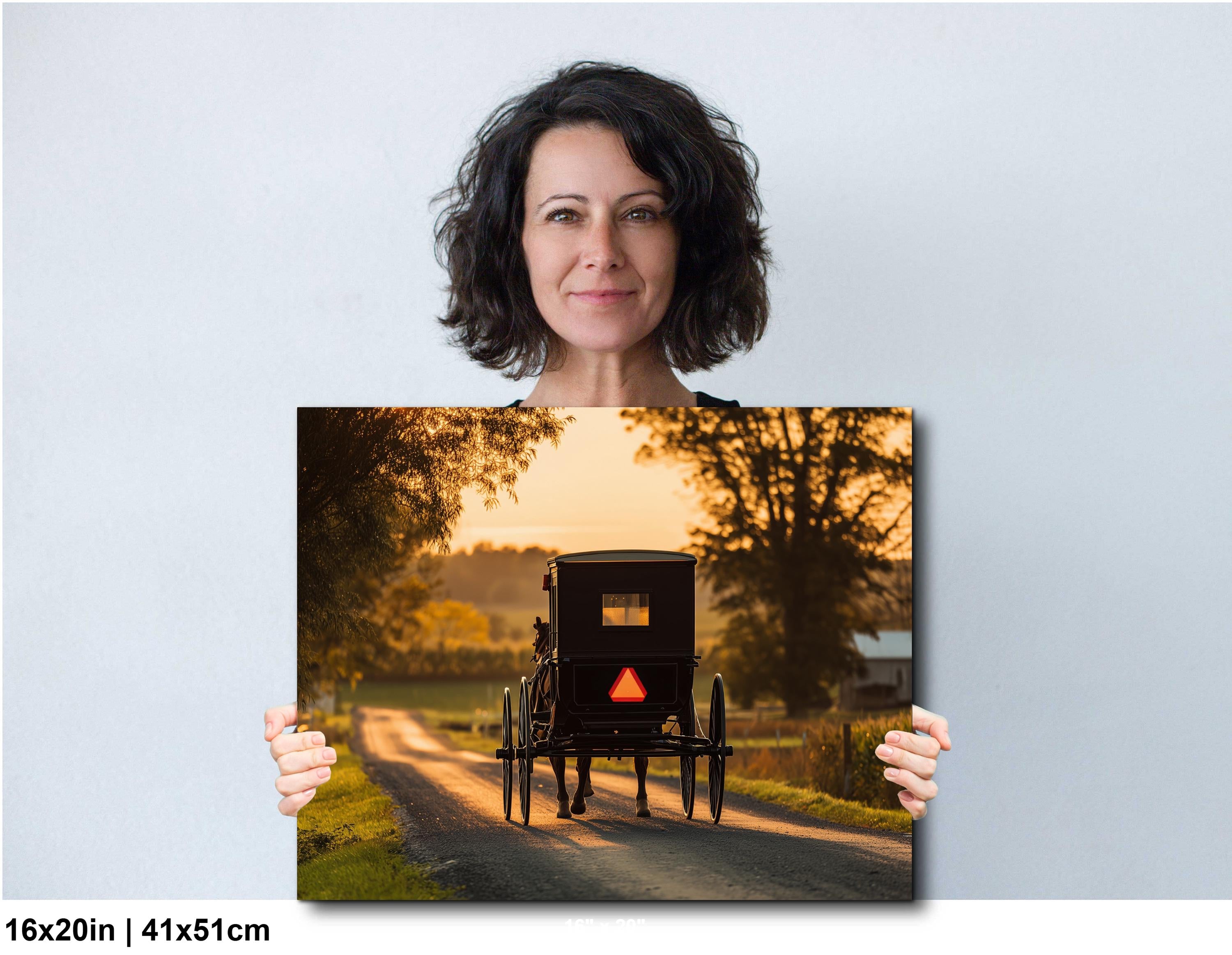 Americana Art Print – Amish Buggy Art | Rustic Country Home Decor Sunset