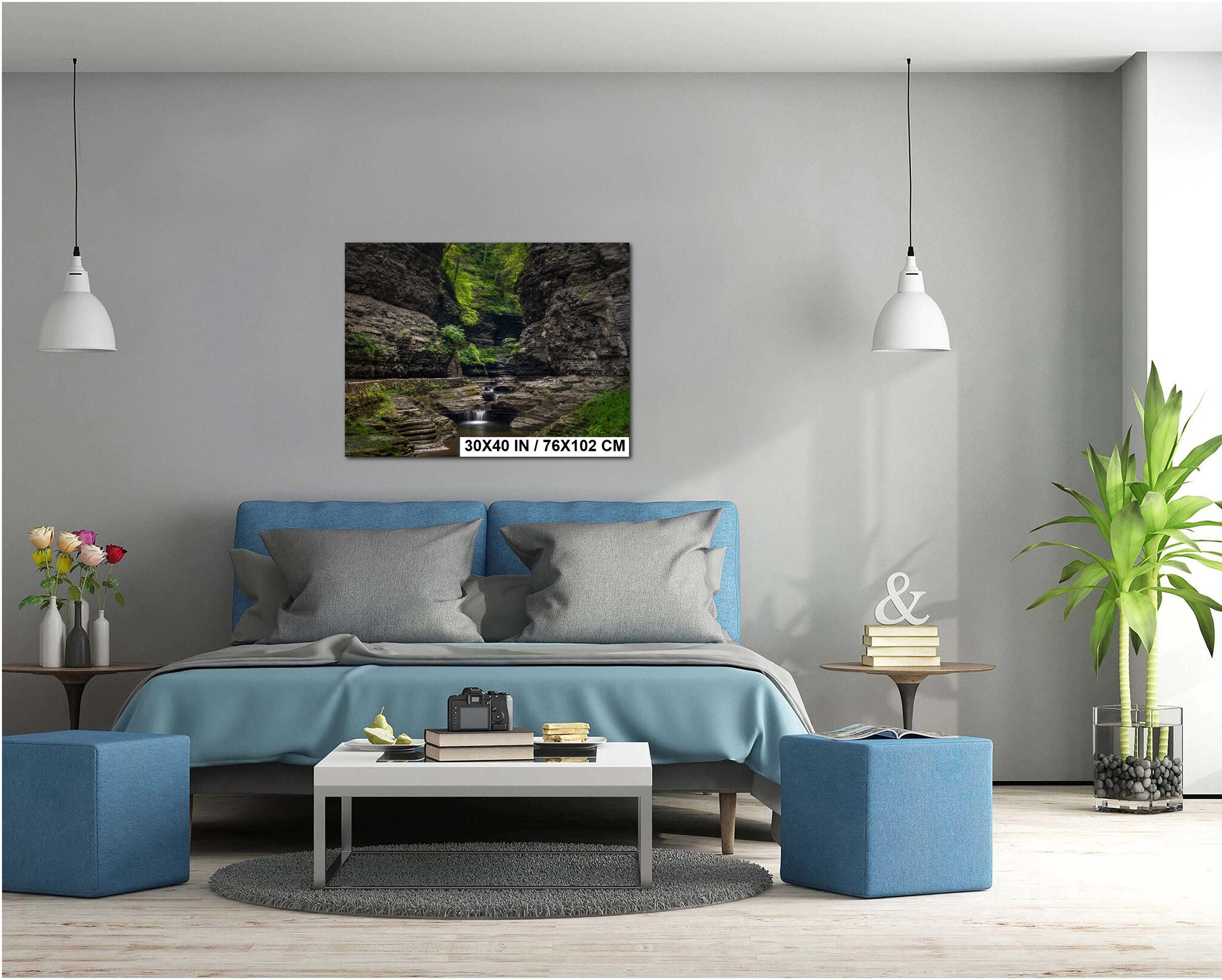 Waterfall Wall Art – Watkins Glen Scenic Nature Photo Print | Modern Landscape Decor