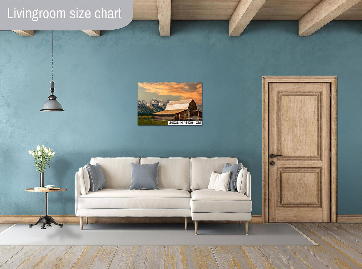 Moulton Barn Print - Grand Teton Landscape Art | Wyoming Rustic Cabin Decor