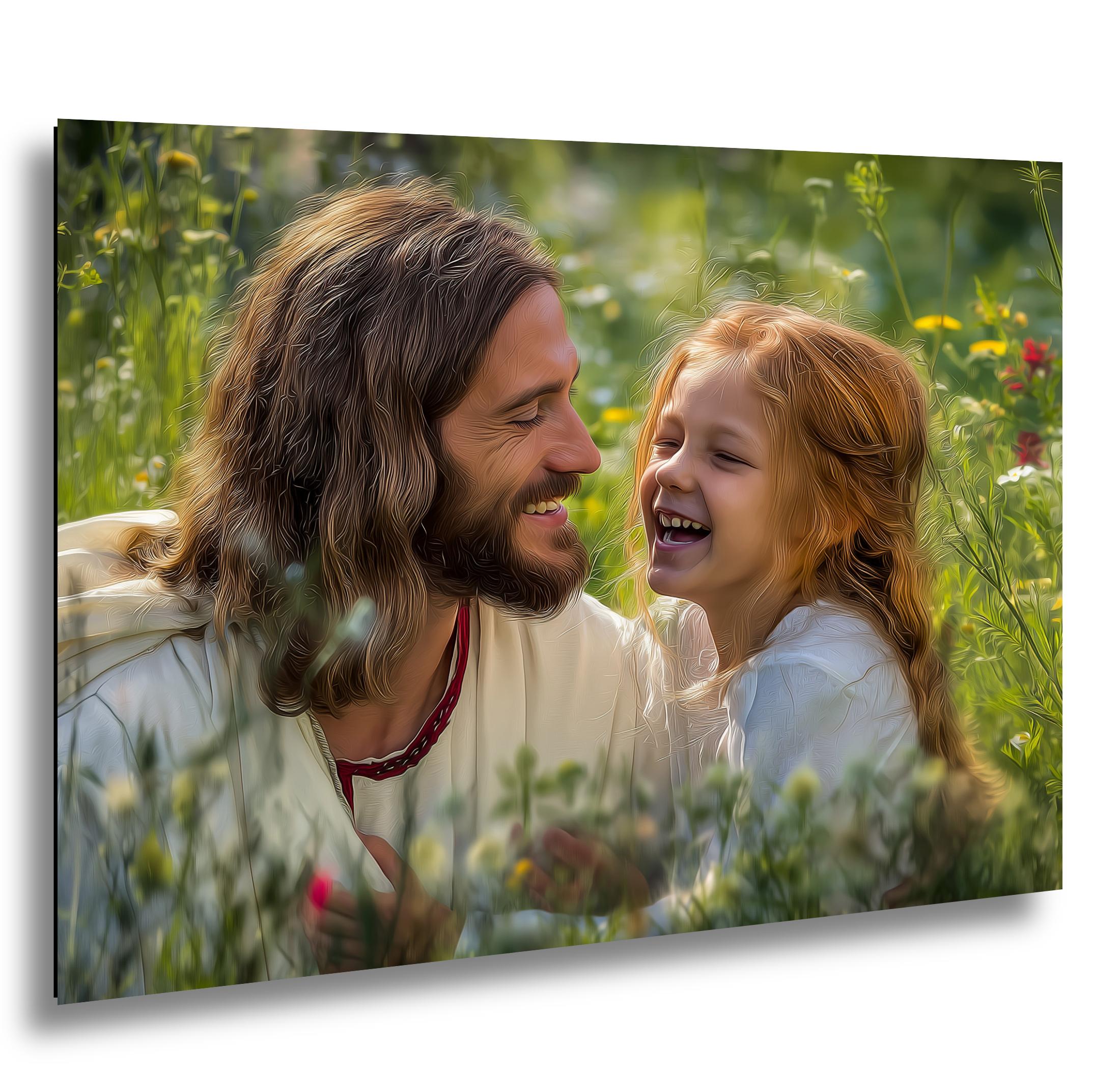 Christian Religious Wall Art – Jesus and Children Painting | Blessed Little Children Art