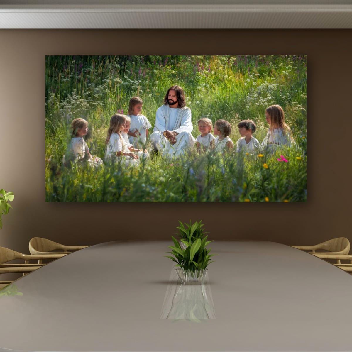 Christian Art Wall Decor – Jesus and Children Art | Blessed Little Children Painting