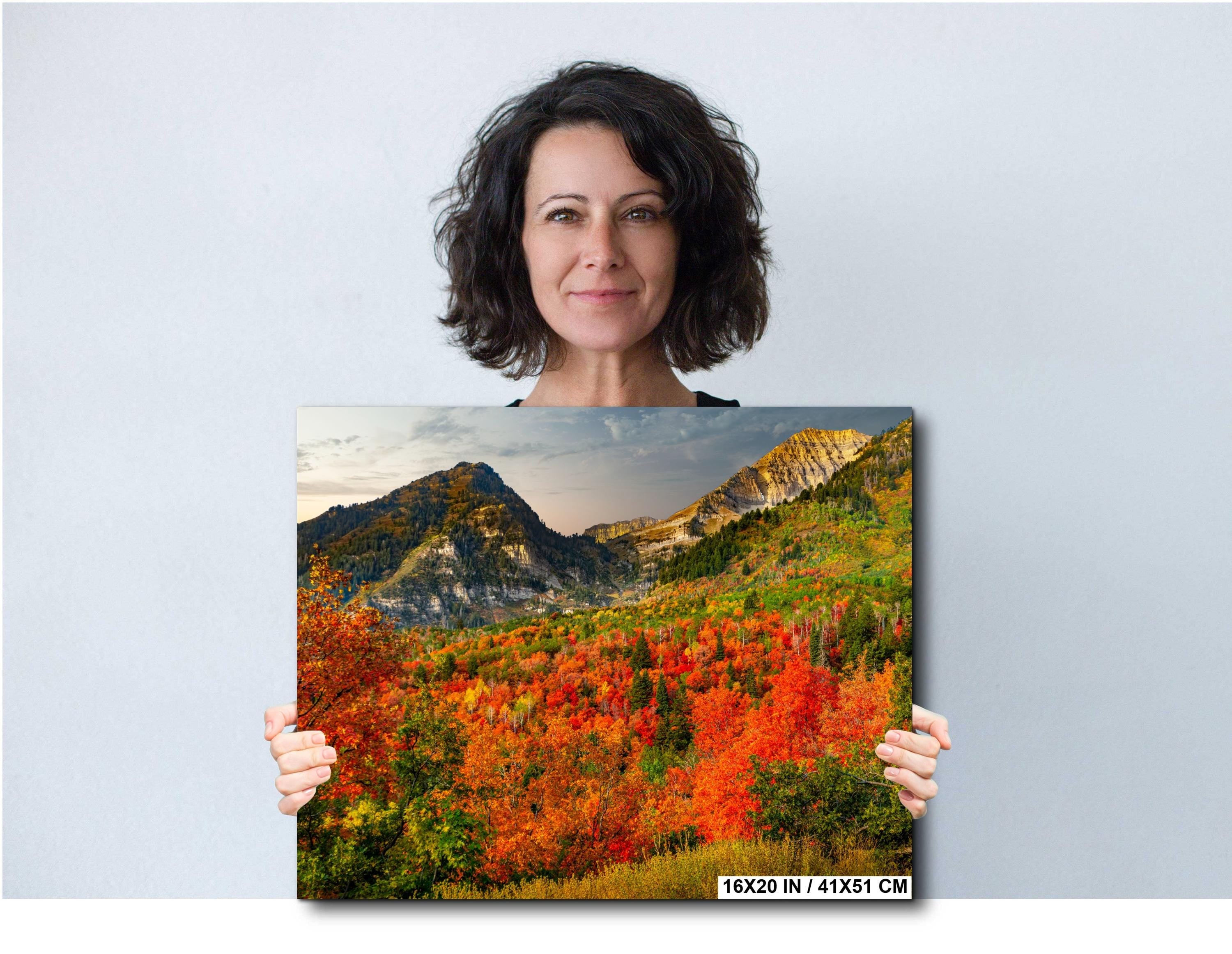 Wasatch Mountains Wall Art – Autumn Mountain Print With Vibrant Fall Colors