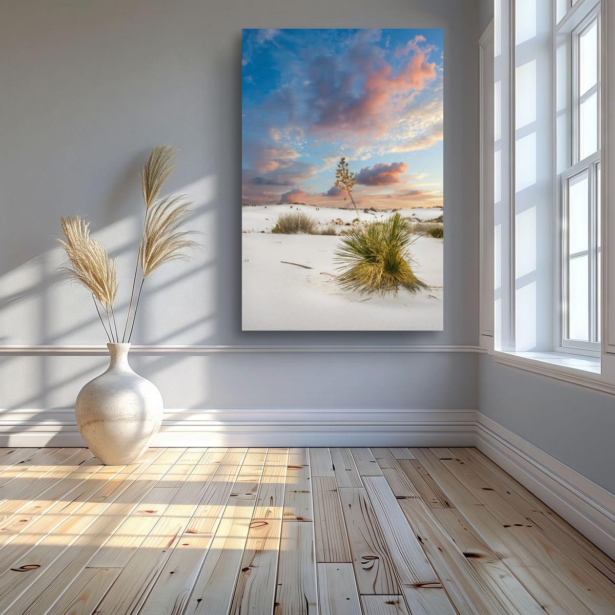 White Sand Dunes Art - New Mexico Landscape Print | Serene Desert Wall Decor