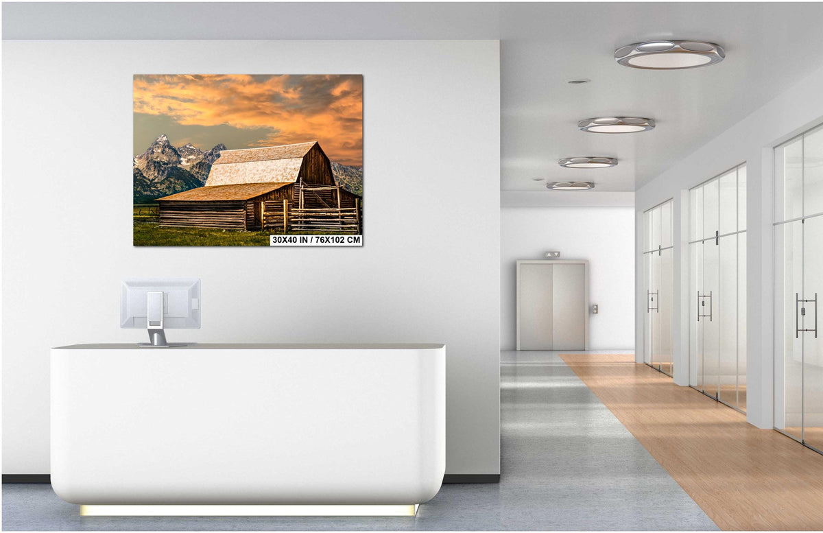 Moulton Barn Print - Grand Teton Landscape Art | Wyoming Rustic Cabin Decor