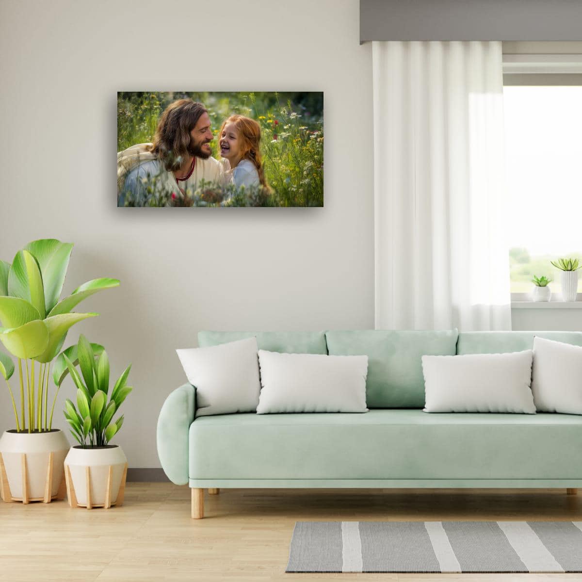 Christian Religious Wall Art – Jesus and Children Painting | Blessed Little Children Art
