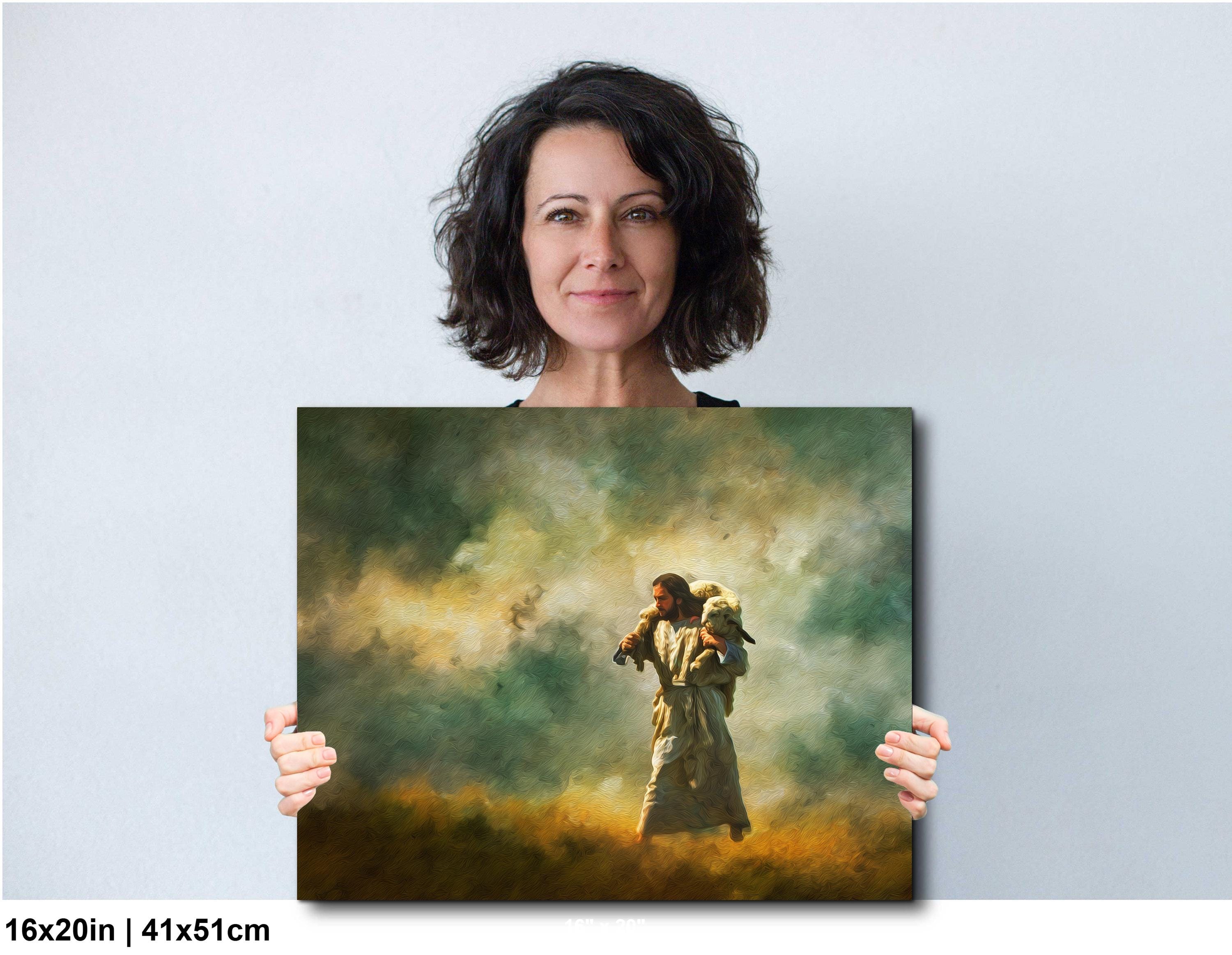 Christian Art Print – Jesus and Lamb Religious Wall Decor | Faith Inspired Art