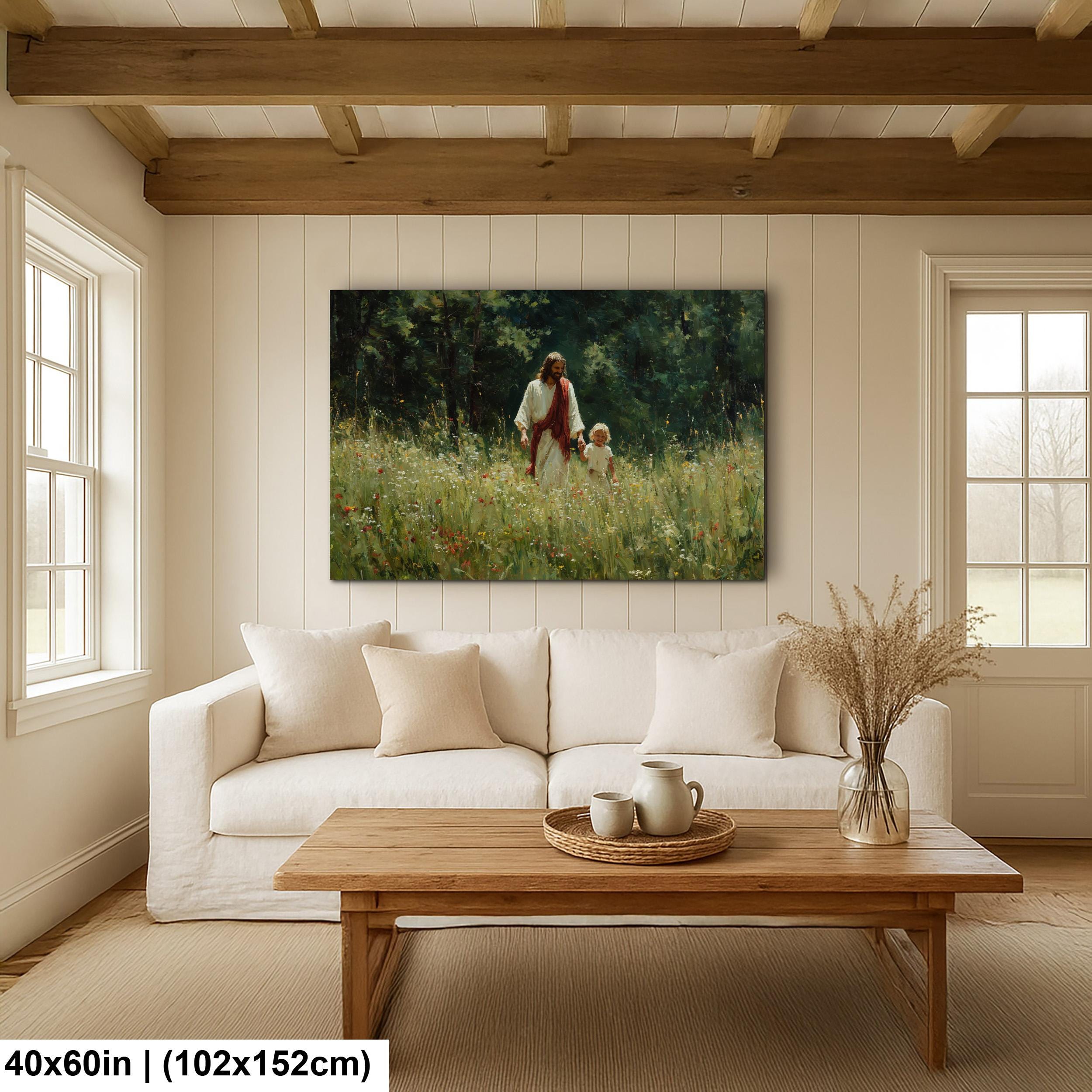 Christian Religious Wall Art – Jesus and Child Painting | Blessed Children Art Print