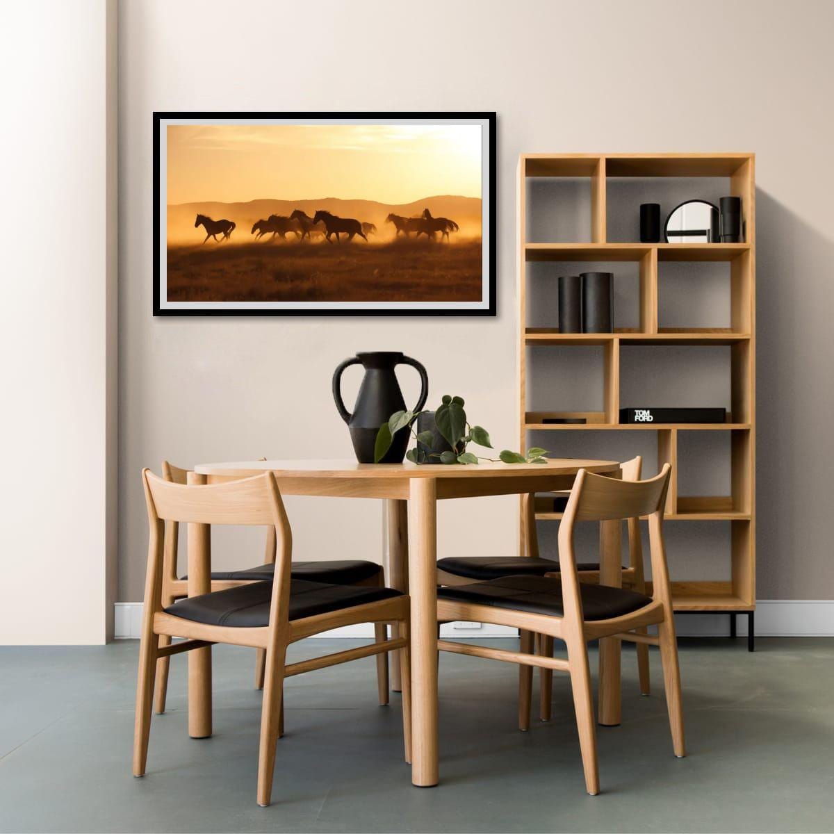 Wild Horses Art Print – Rustic Western Wall Art With Sunset Horse Scene